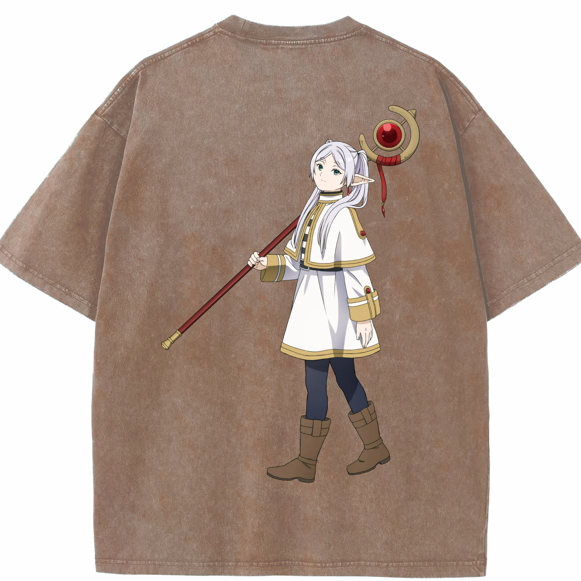 （画像用） 葬送のフリーレン Frieren 綿100% ヴィンテージ風 半袖Tシャツ（背面プリント）