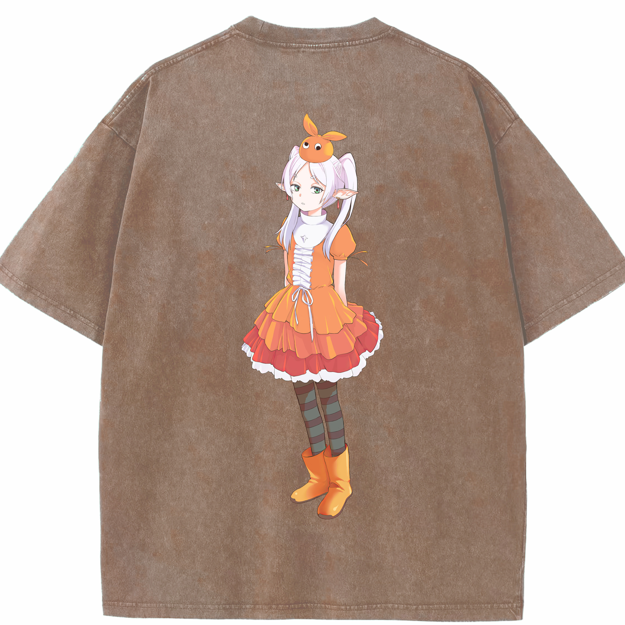 （画像用） 葬送のフリーレン Frieren 綿100% ヴィンテージ風 半袖Tシャツ（背面プリント）