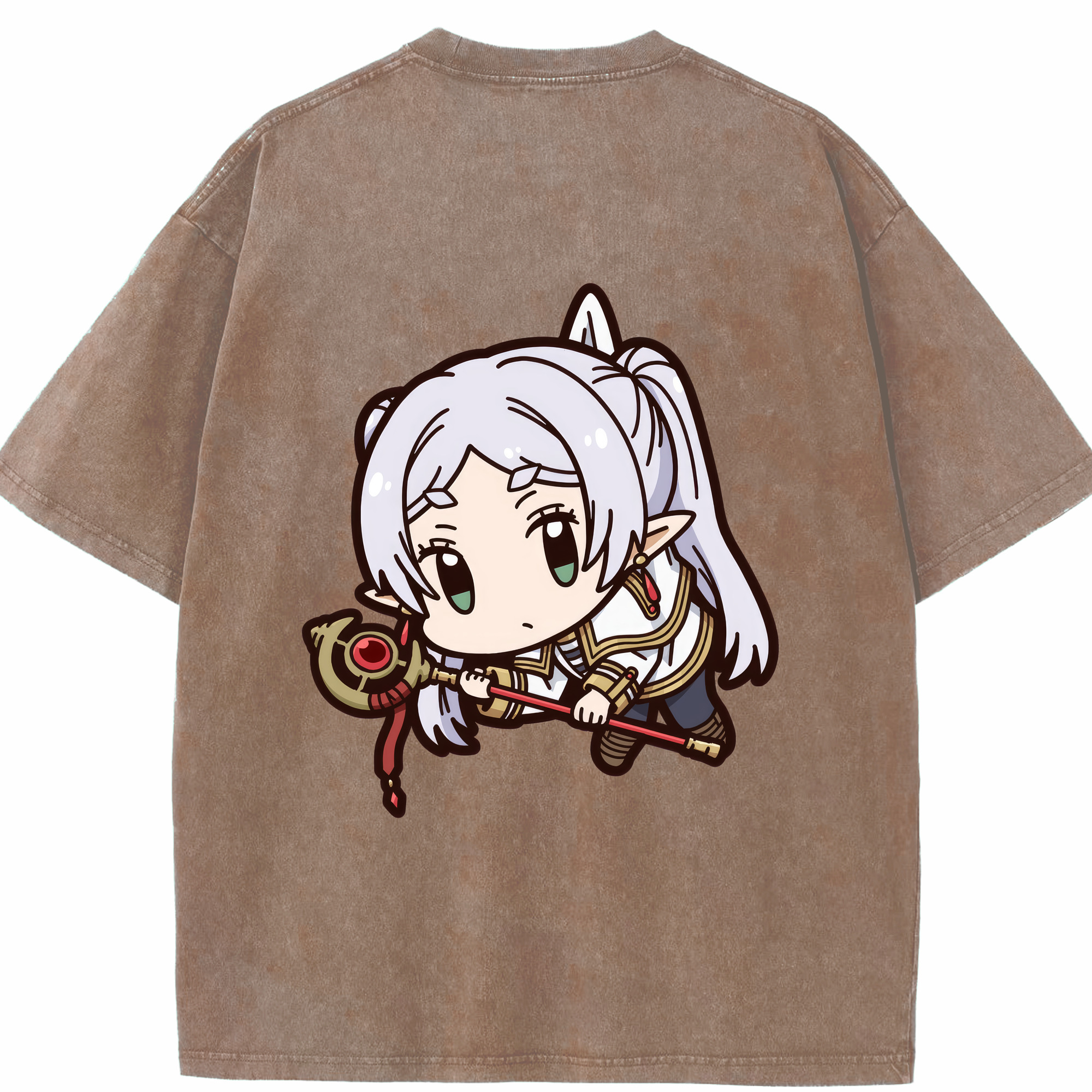 （画像用） 葬送のフリーレン Frieren 綿100% ヴィンテージ風 半袖Tシャツ（背面プリント）