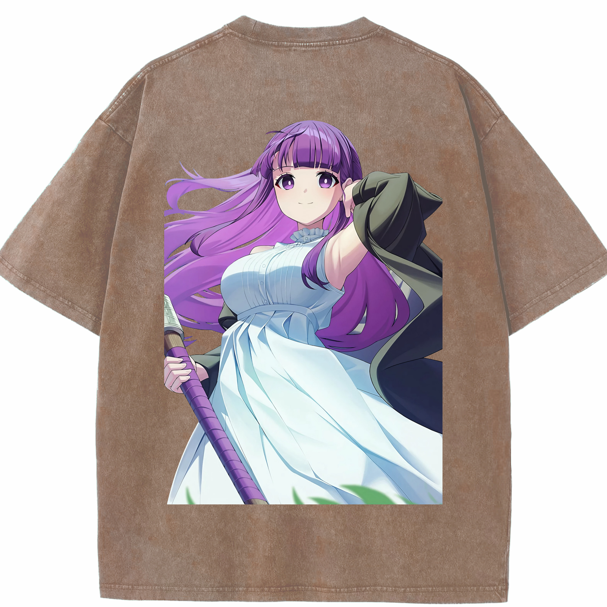 （画像用） 葬送のフリーレン Frieren 綿100% ヴィンテージ風 半袖Tシャツ（背面プリント）