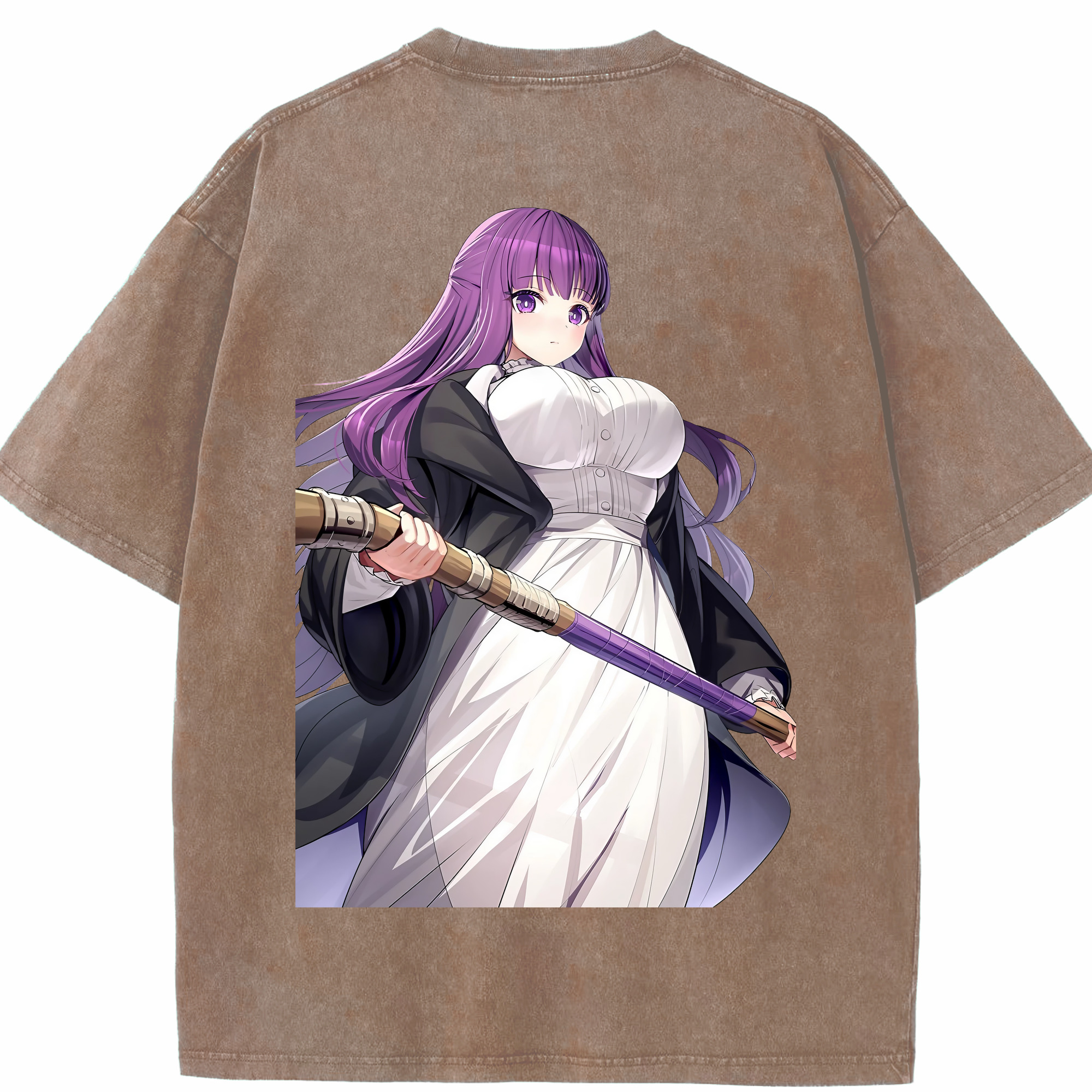 （画像用） 葬送のフリーレン Frieren 綿100% ヴィンテージ風 半袖Tシャツ（背面プリント）