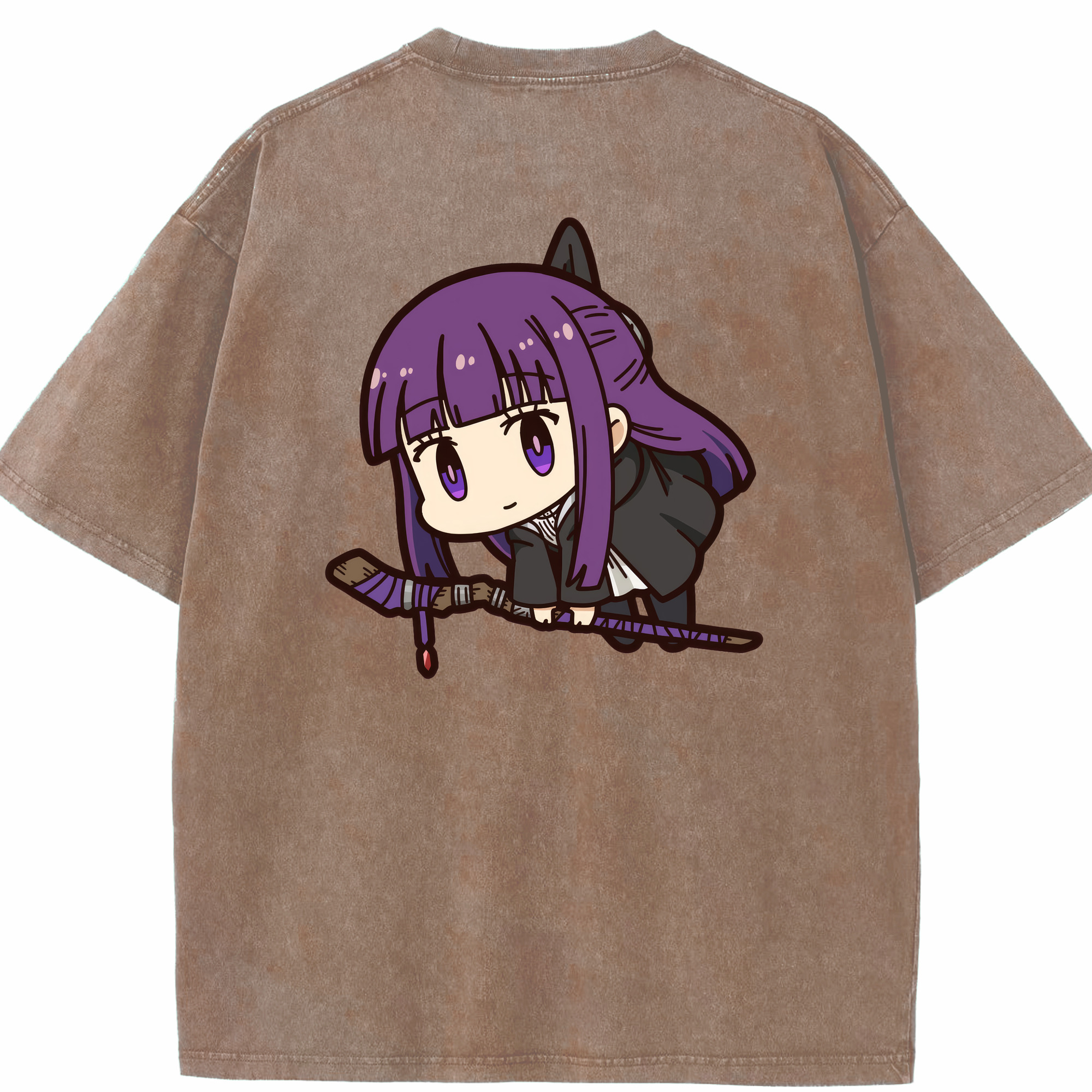 （画像用） 葬送のフリーレン Frieren 綿100% ヴィンテージ風 半袖Tシャツ（背面プリント）