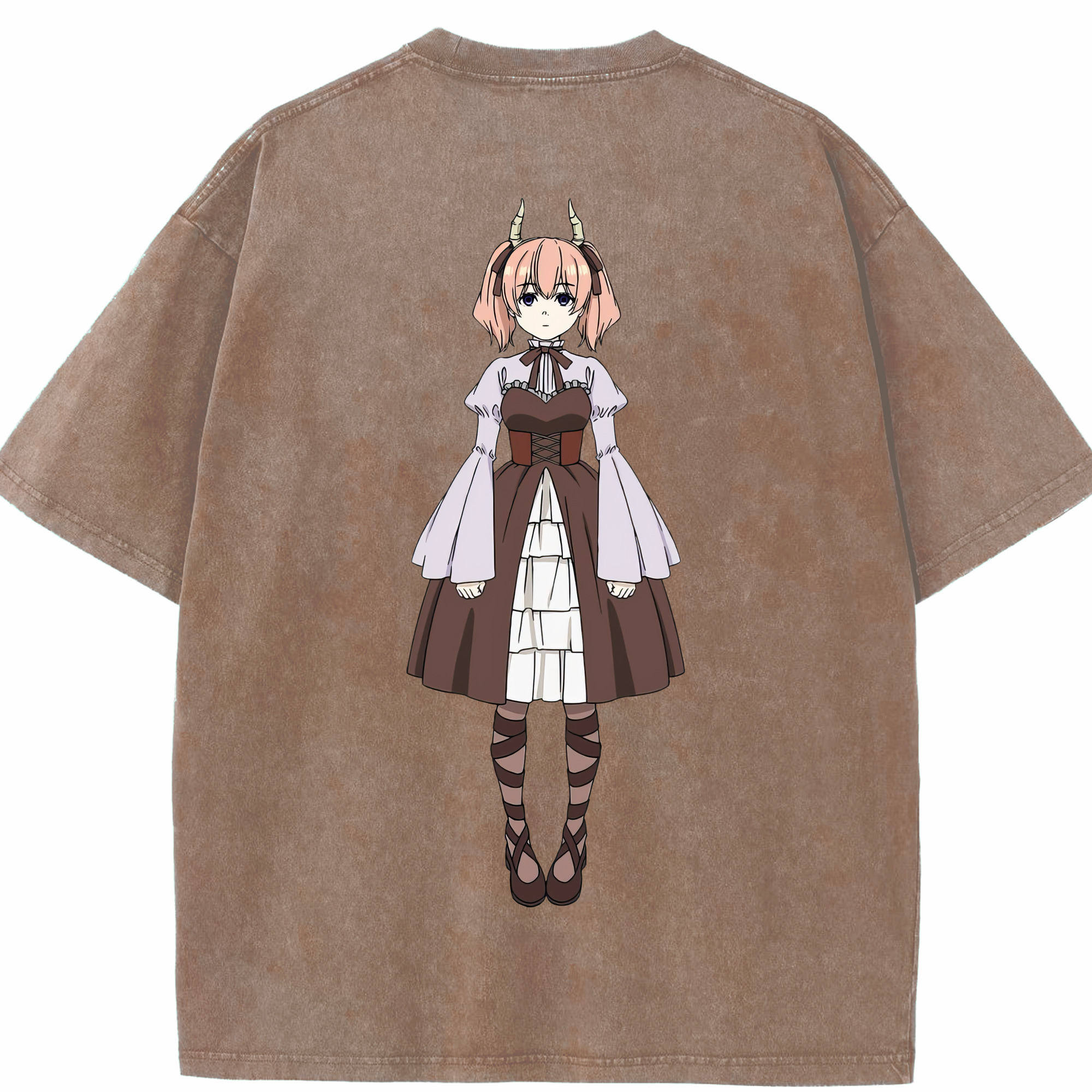 （画像用） 葬送のフリーレン Frieren 綿100% ヴィンテージ風 半袖Tシャツ（背面プリント）