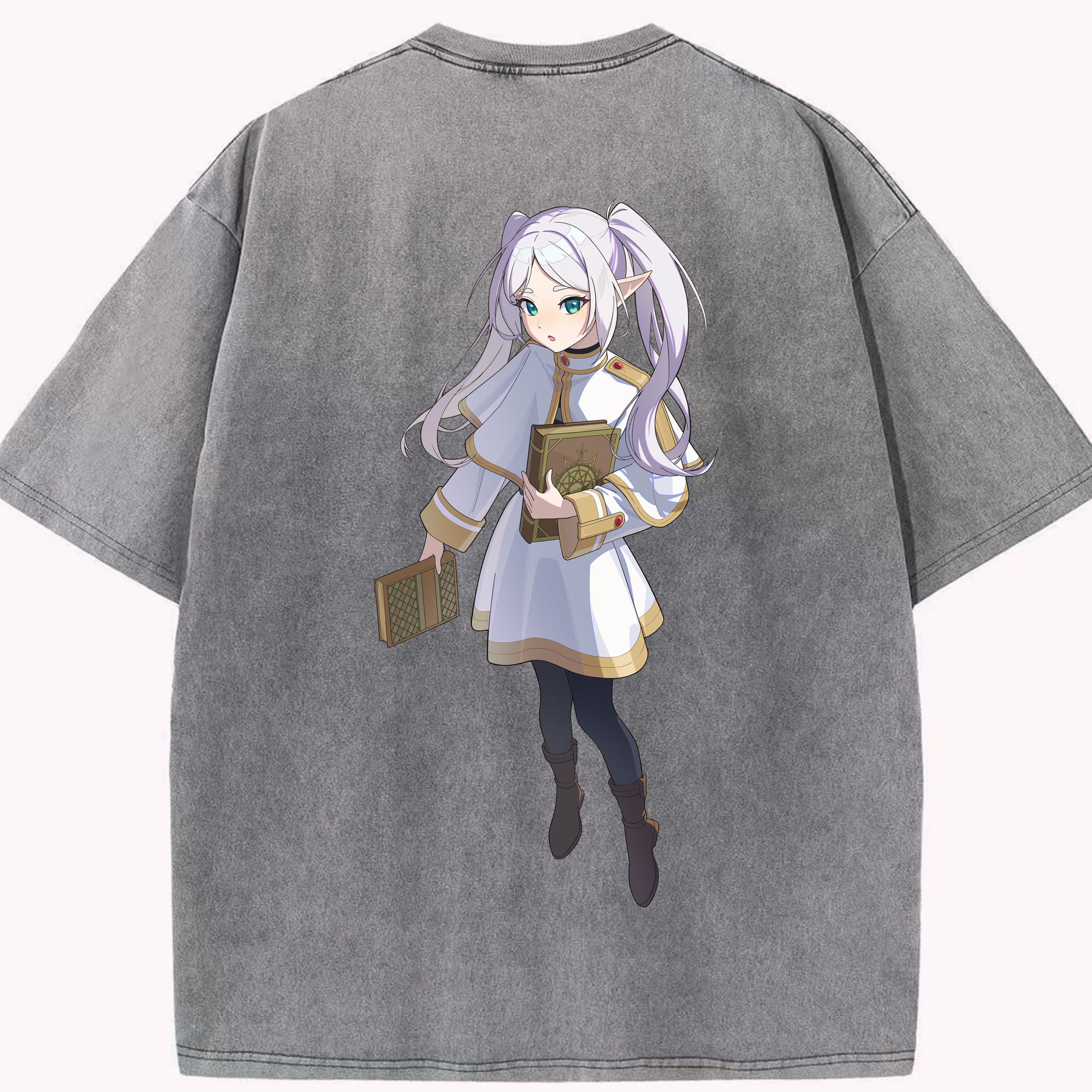 （画像用） 葬送のフリーレン Frieren 綿100% ヴィンテージ風 半袖Tシャツ（背面プリント）