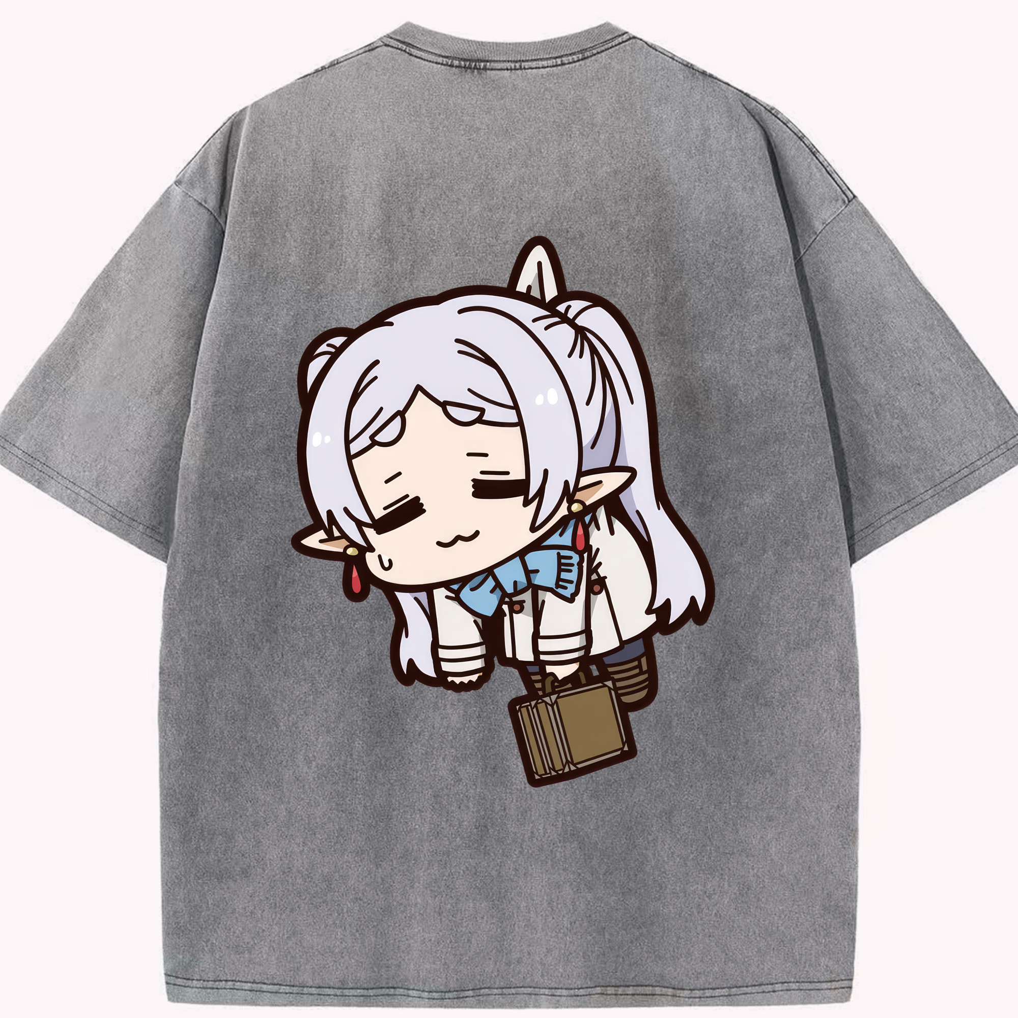 （画像用） 葬送のフリーレン Frieren 綿100% ヴィンテージ風 半袖Tシャツ（背面プリント）