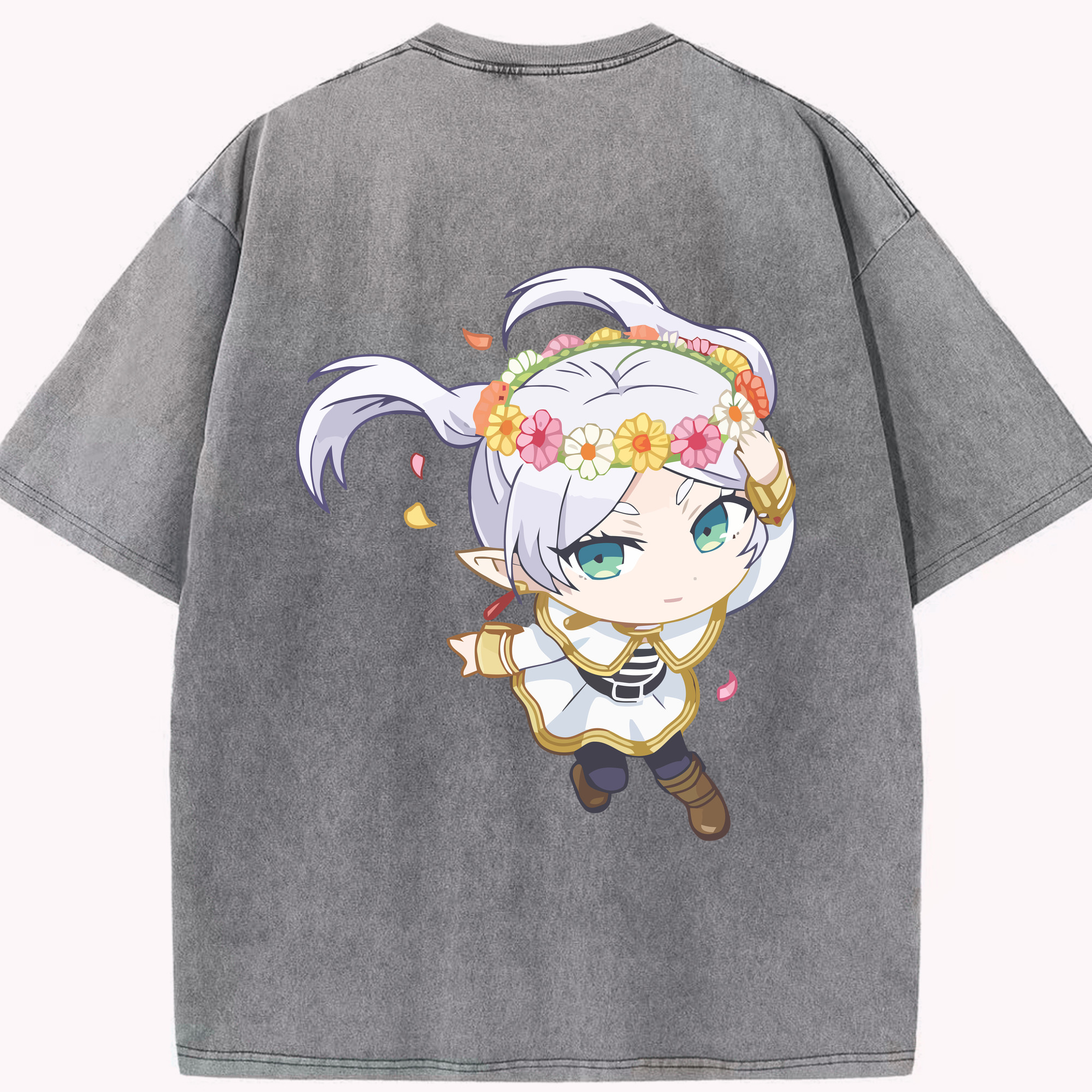 （画像用） 葬送のフリーレン Frieren 綿100% ヴィンテージ風 半袖Tシャツ（背面プリント）