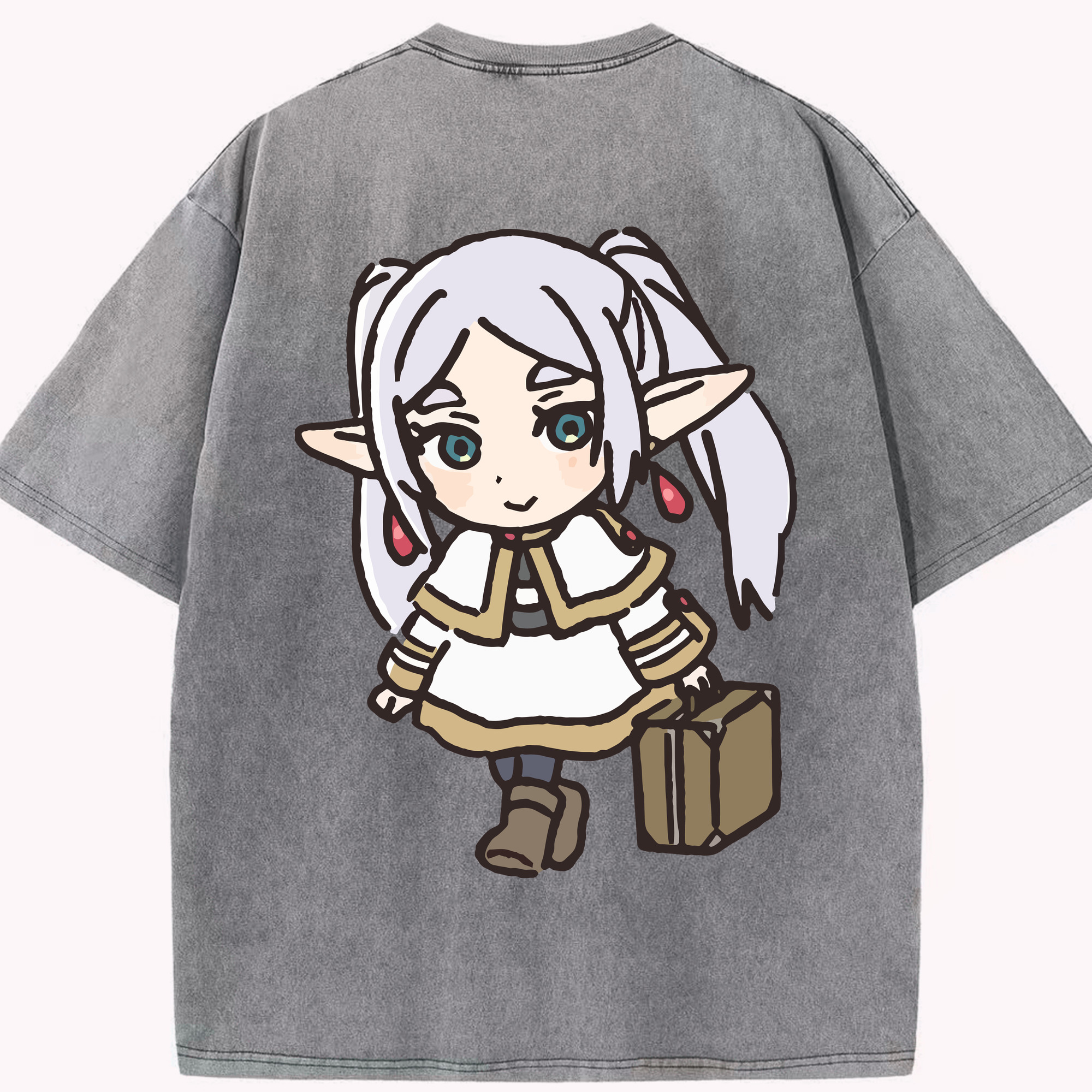（画像用） 葬送のフリーレン Frieren 綿100% ヴィンテージ風 半袖Tシャツ（背面プリント）