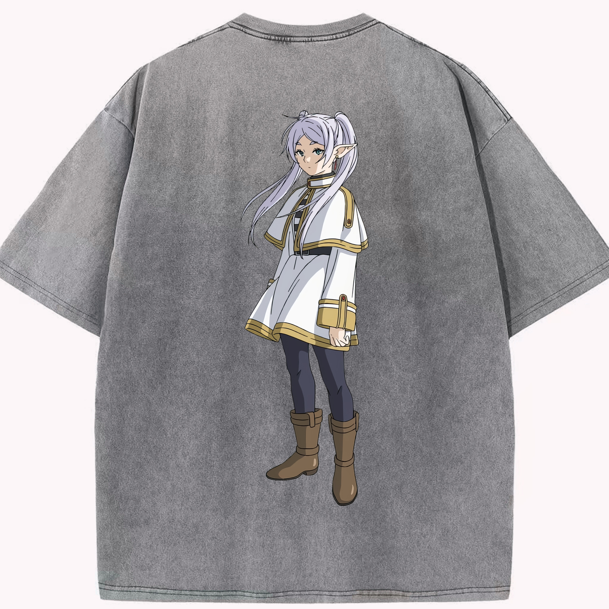 （画像用） 葬送のフリーレン Frieren 綿100% ヴィンテージ風 半袖Tシャツ（背面プリント）