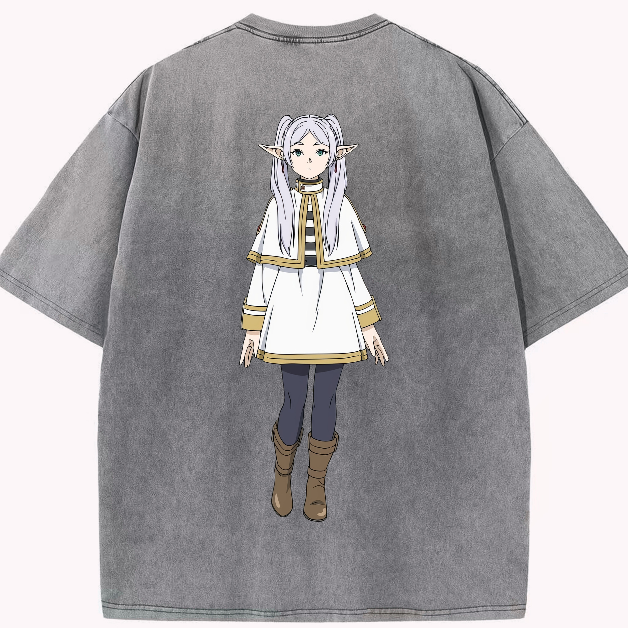 （画像用） 葬送のフリーレン Frieren 綿100% ヴィンテージ風 半袖Tシャツ（背面プリント）