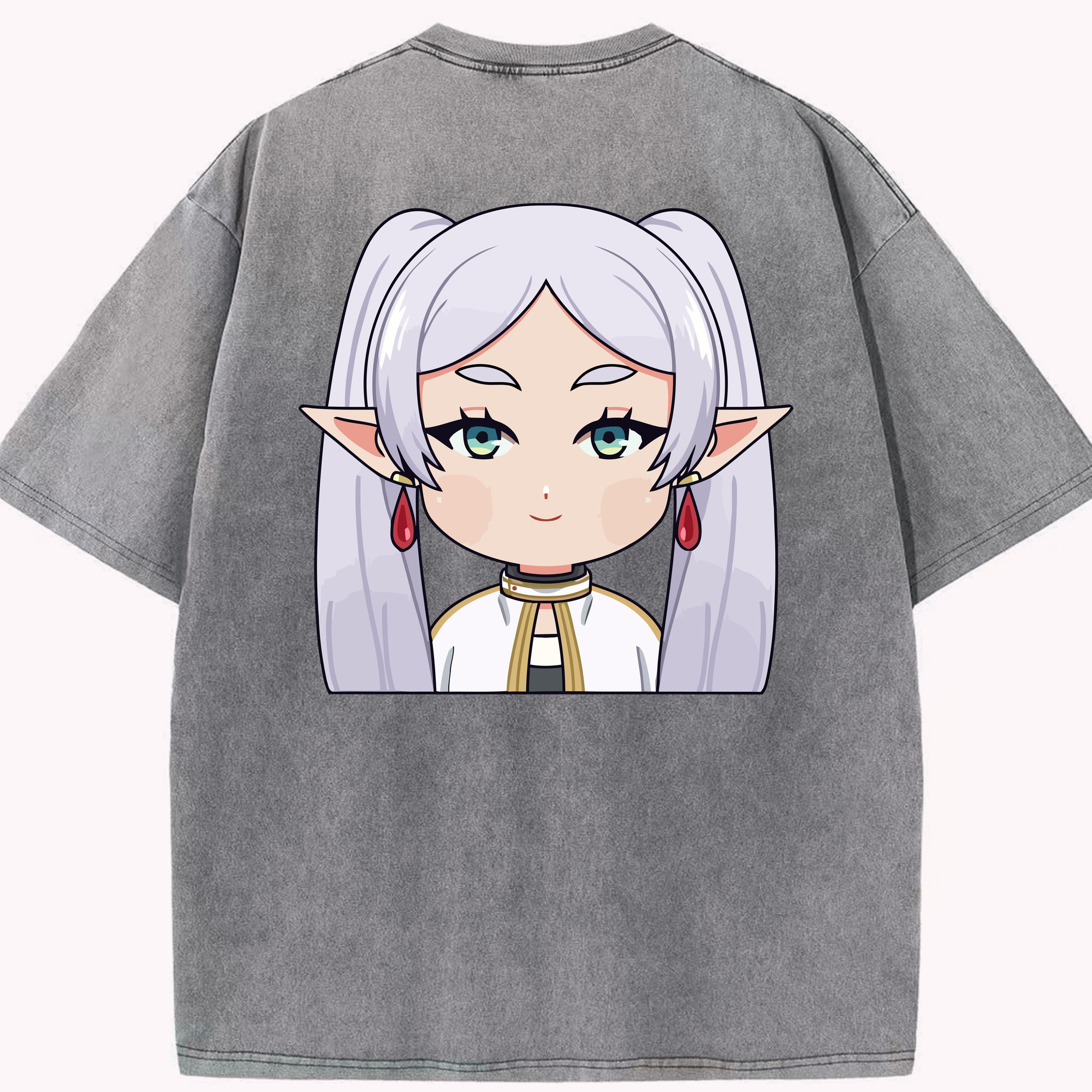 （画像用） 葬送のフリーレン Frieren 綿100% ヴィンテージ風 半袖Tシャツ（背面プリント）