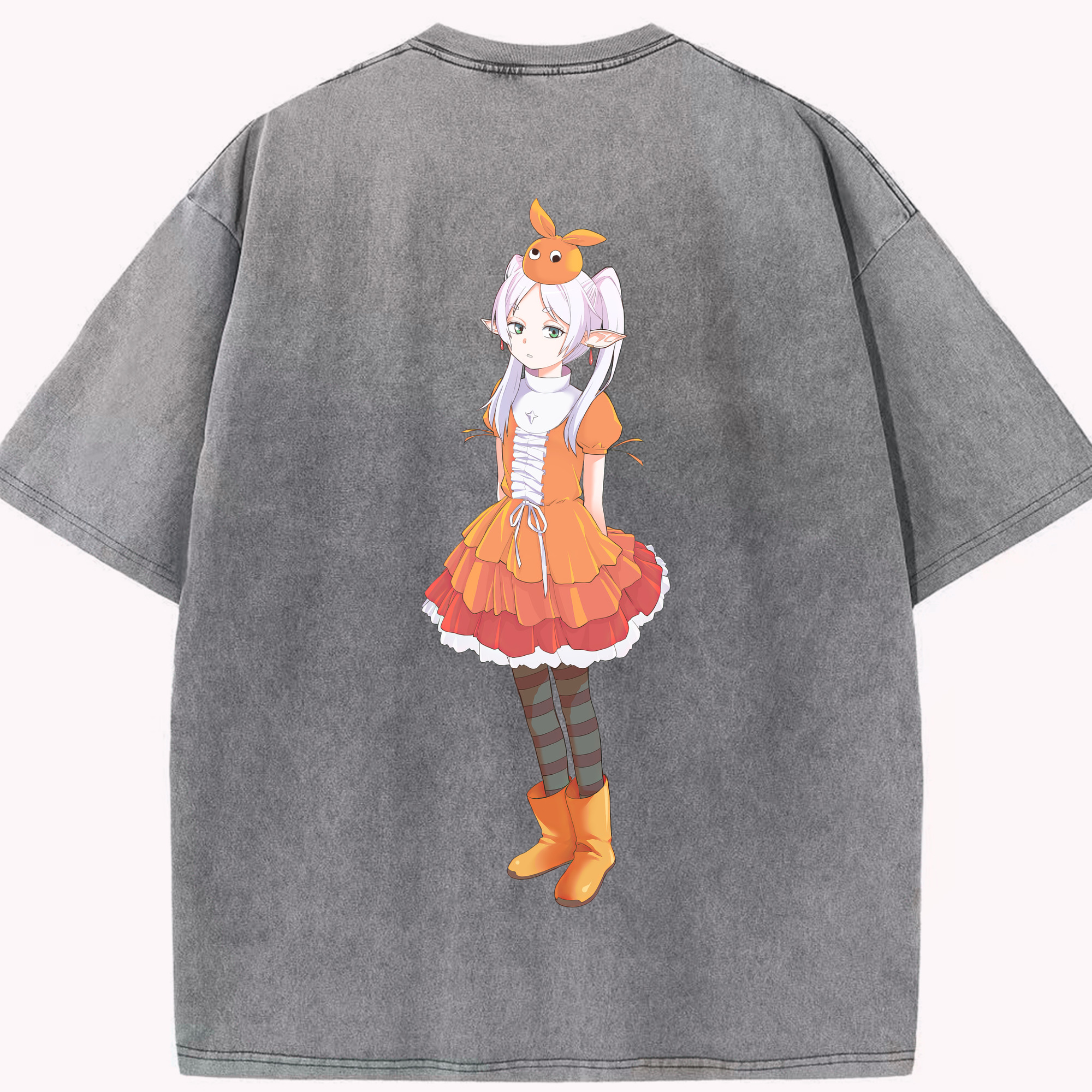 （画像用） 葬送のフリーレン Frieren 綿100% ヴィンテージ風 半袖Tシャツ（背面プリント）