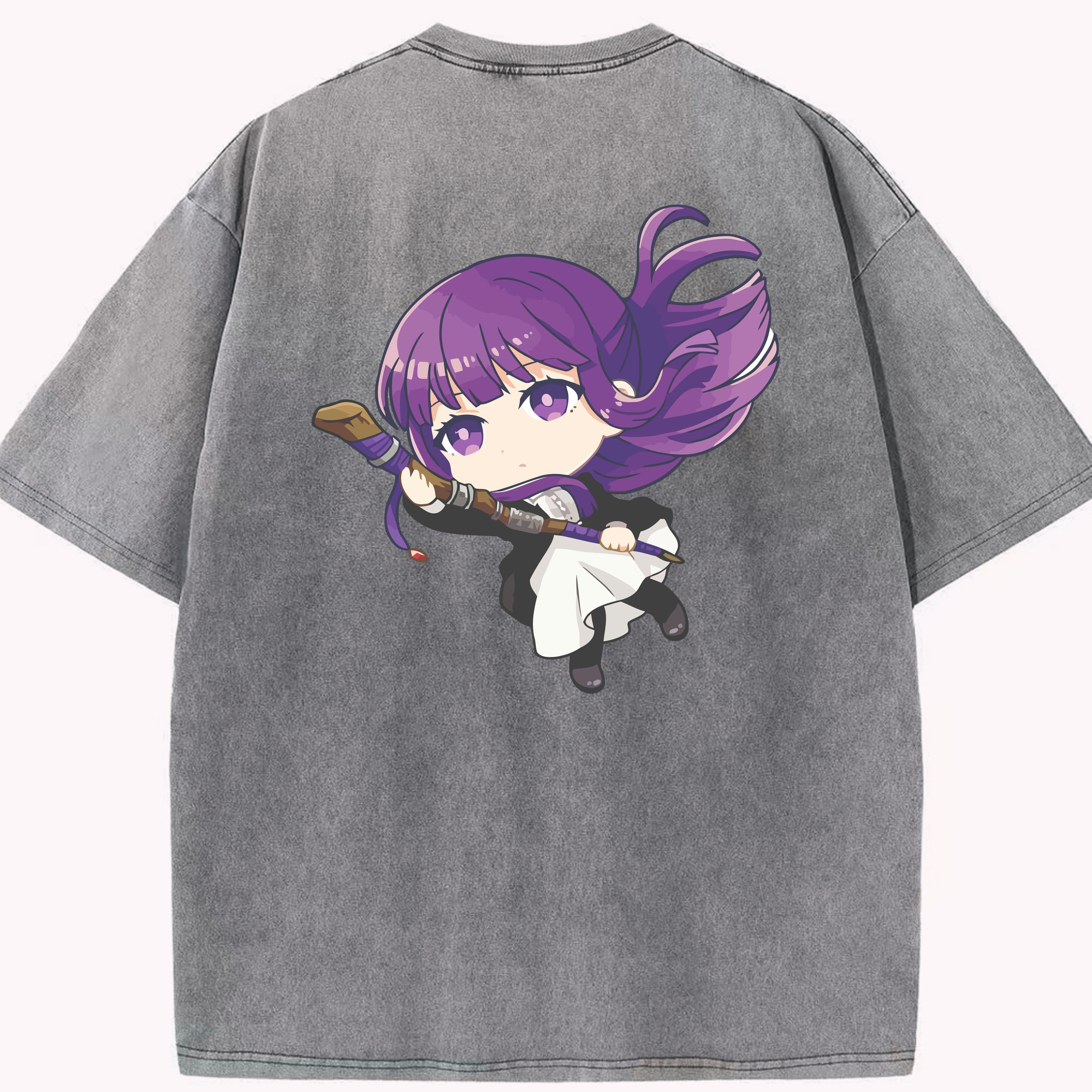 （画像用） 葬送のフリーレン Frieren 綿100% ヴィンテージ風 半袖Tシャツ（背面プリント）