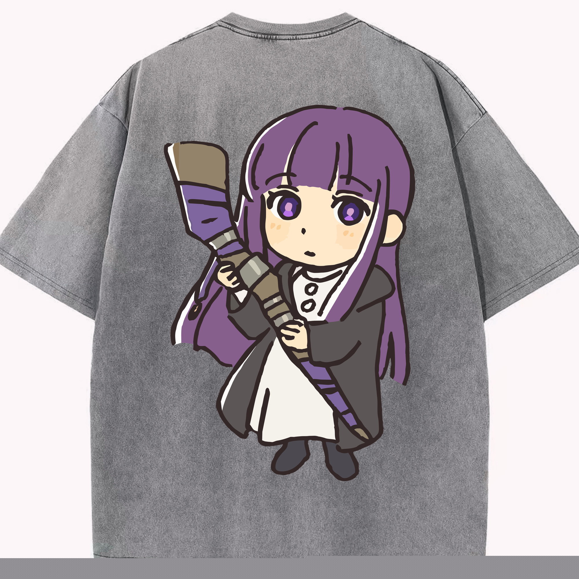 （画像用） 葬送のフリーレン Frieren 綿100% ヴィンテージ風 半袖Tシャツ（背面プリント）