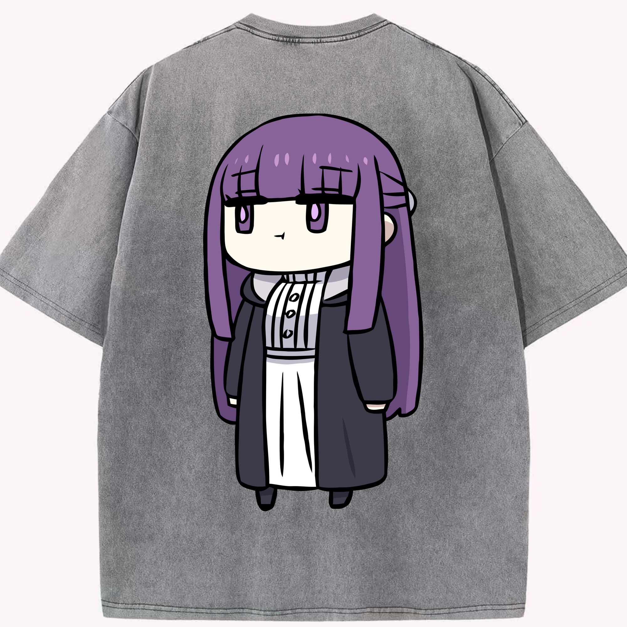 （画像用） 葬送のフリーレン Frieren 綿100% ヴィンテージ風 半袖Tシャツ（背面プリント）