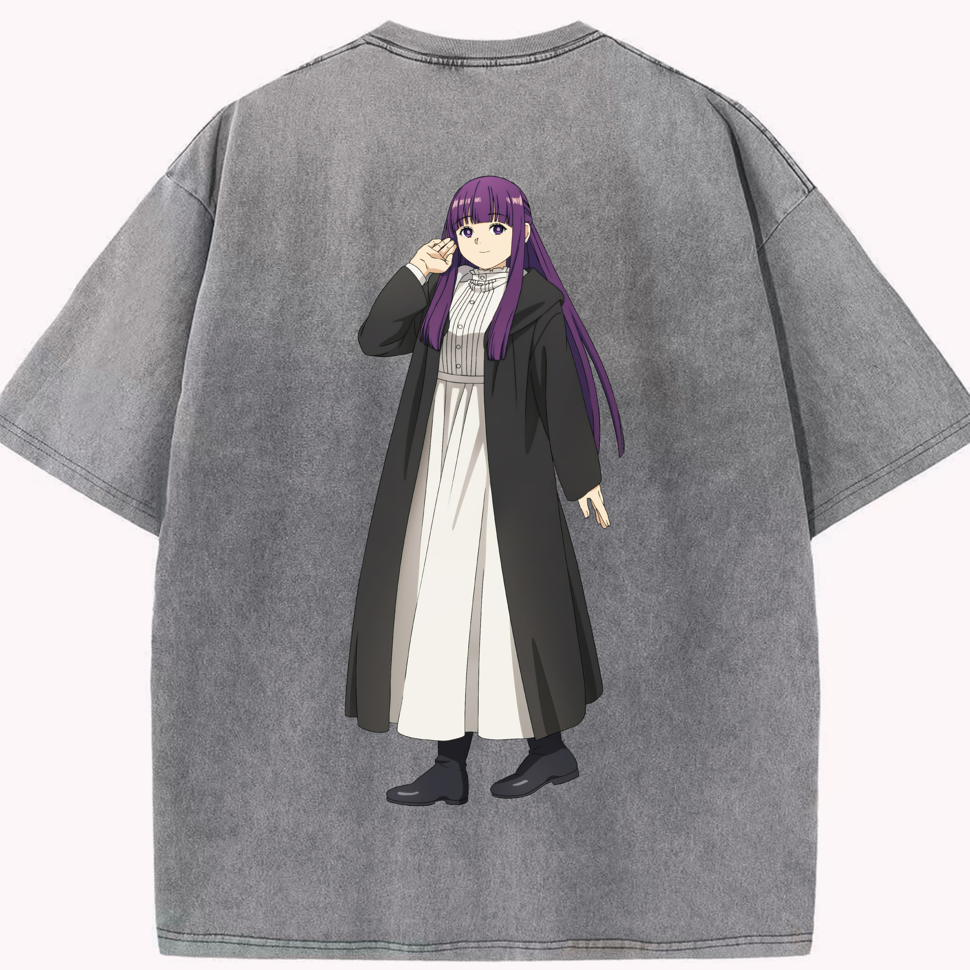 （画像用） 葬送のフリーレン Frieren 綿100% ヴィンテージ風 半袖Tシャツ（背面プリント）