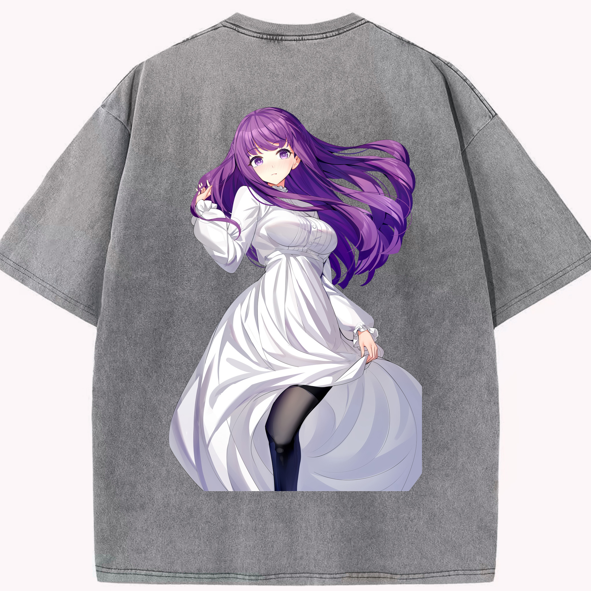 （画像用） 葬送のフリーレン Frieren 綿100% ヴィンテージ風 半袖Tシャツ（背面プリント）