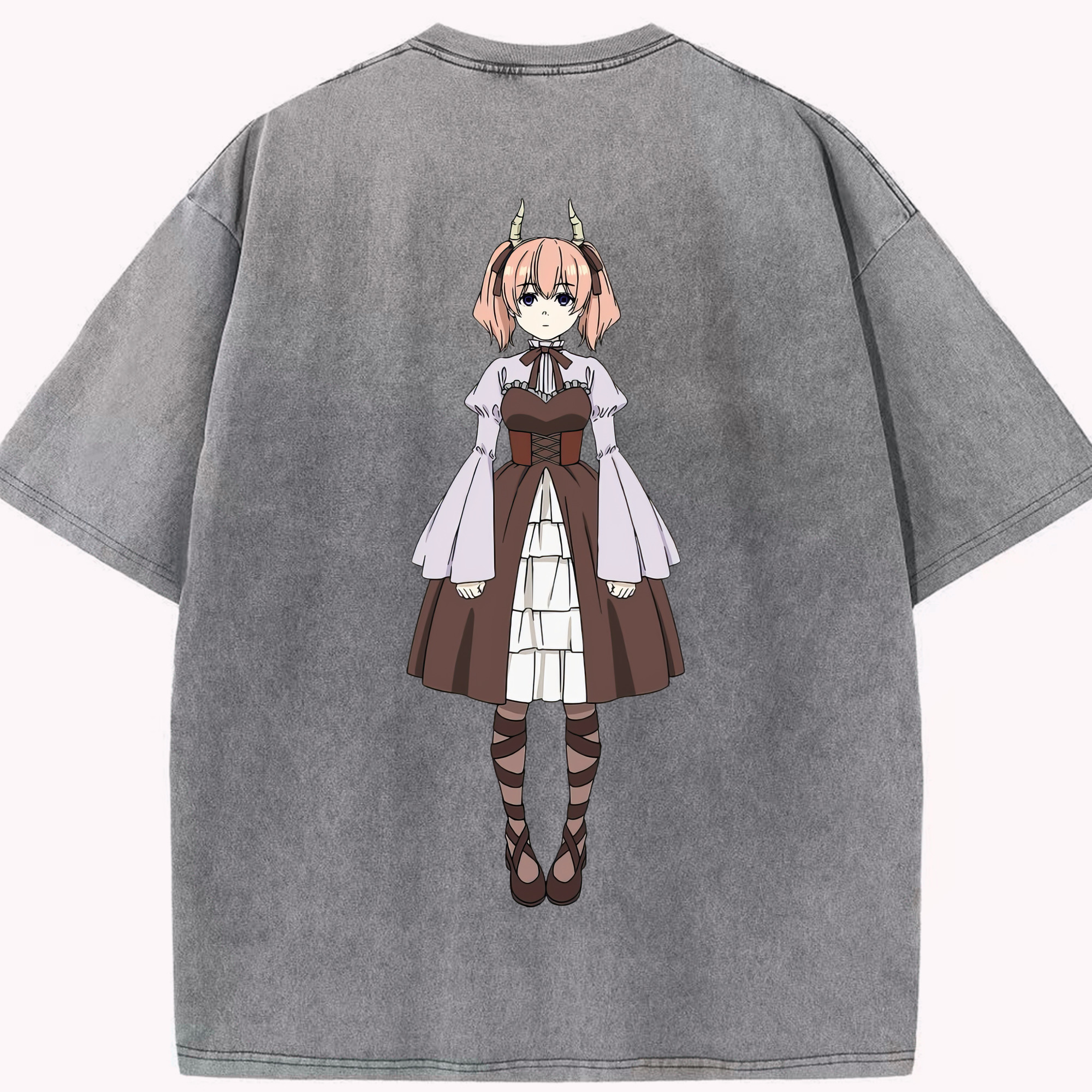 （画像用） 葬送のフリーレン Frieren 綿100% ヴィンテージ風 半袖Tシャツ（背面プリント）