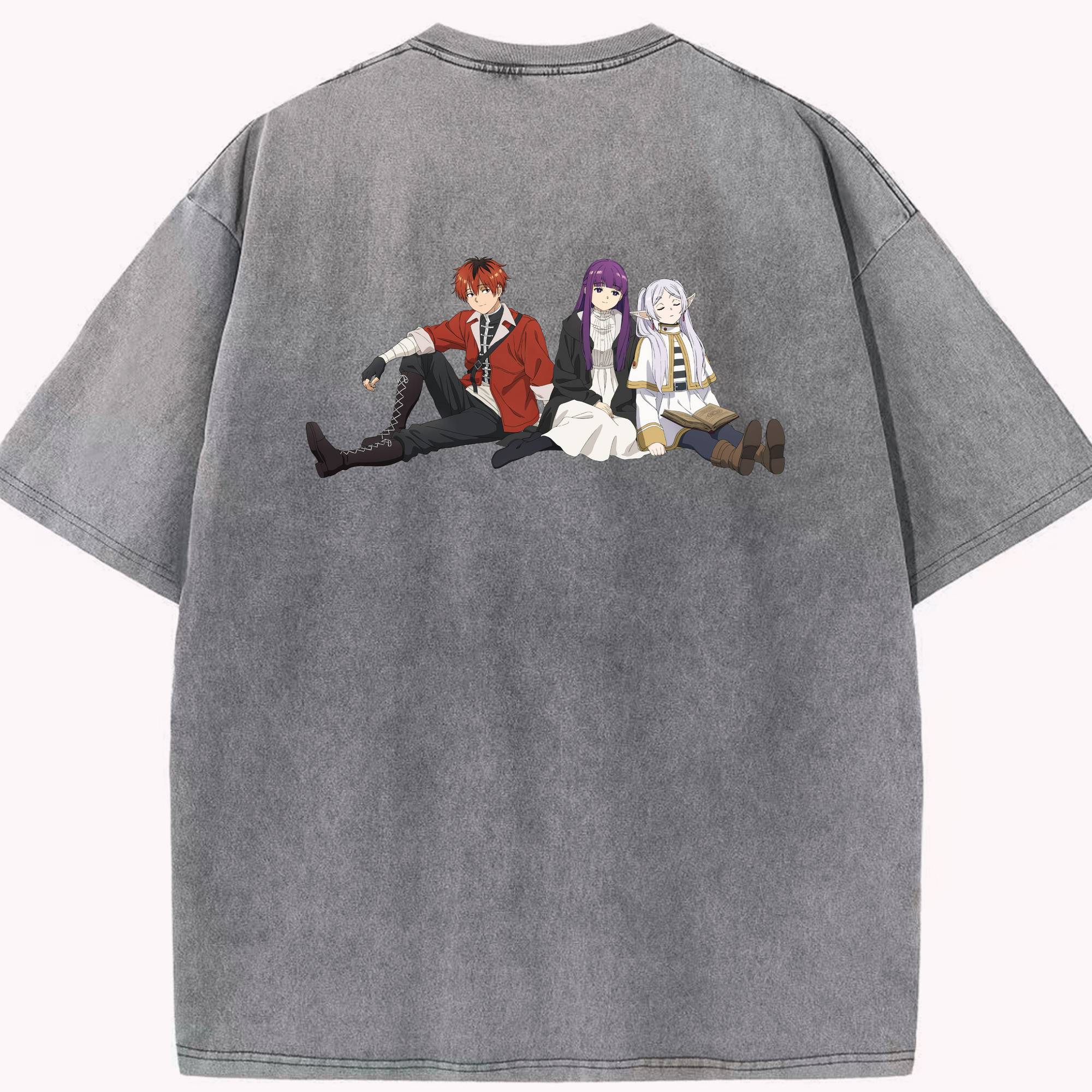 （画像用） 葬送のフリーレン Frieren 綿100% ヴィンテージ風 半袖Tシャツ（背面プリント）