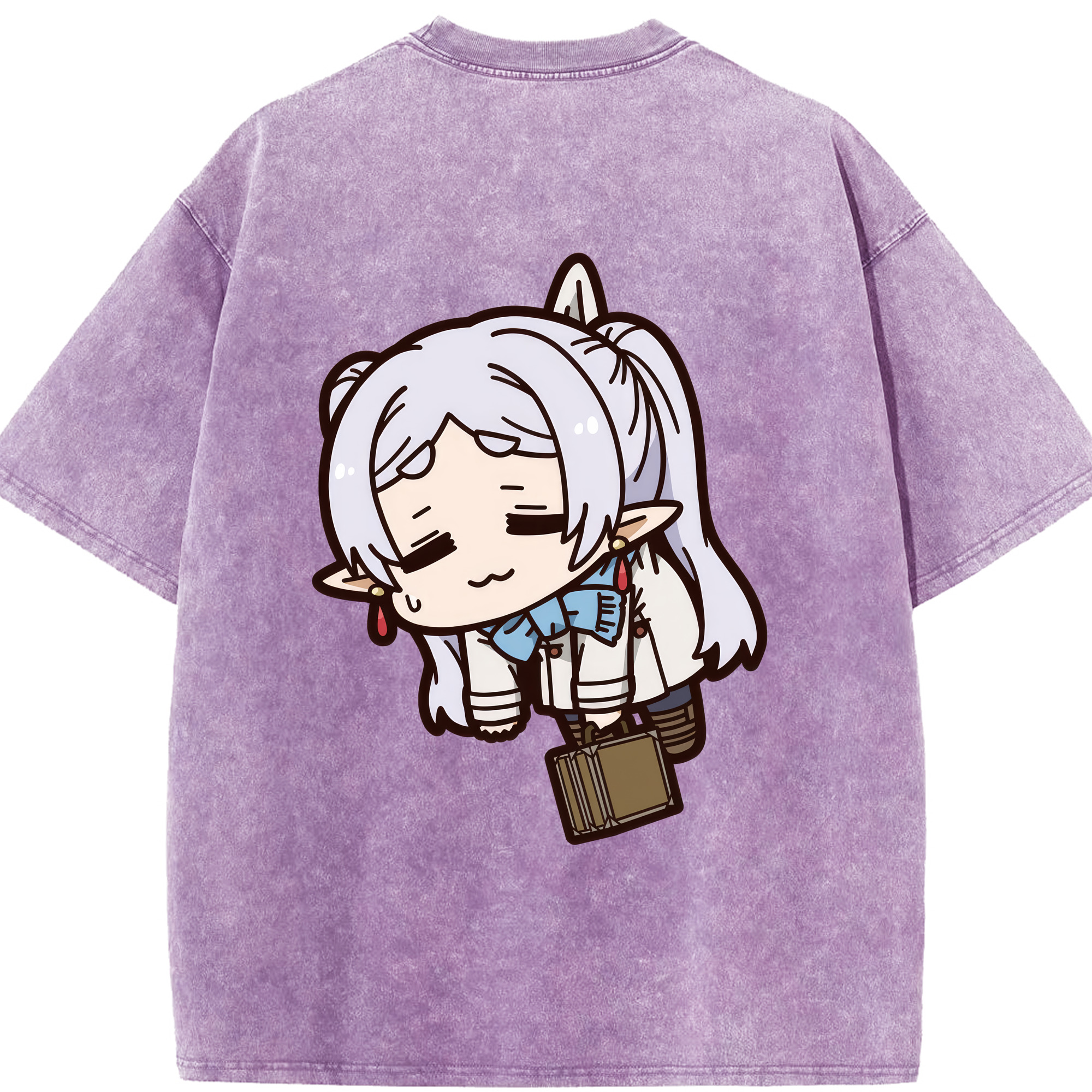 （画像用） 葬送のフリーレン Frieren 綿100% ヴィンテージ風 半袖Tシャツ（背面プリント）