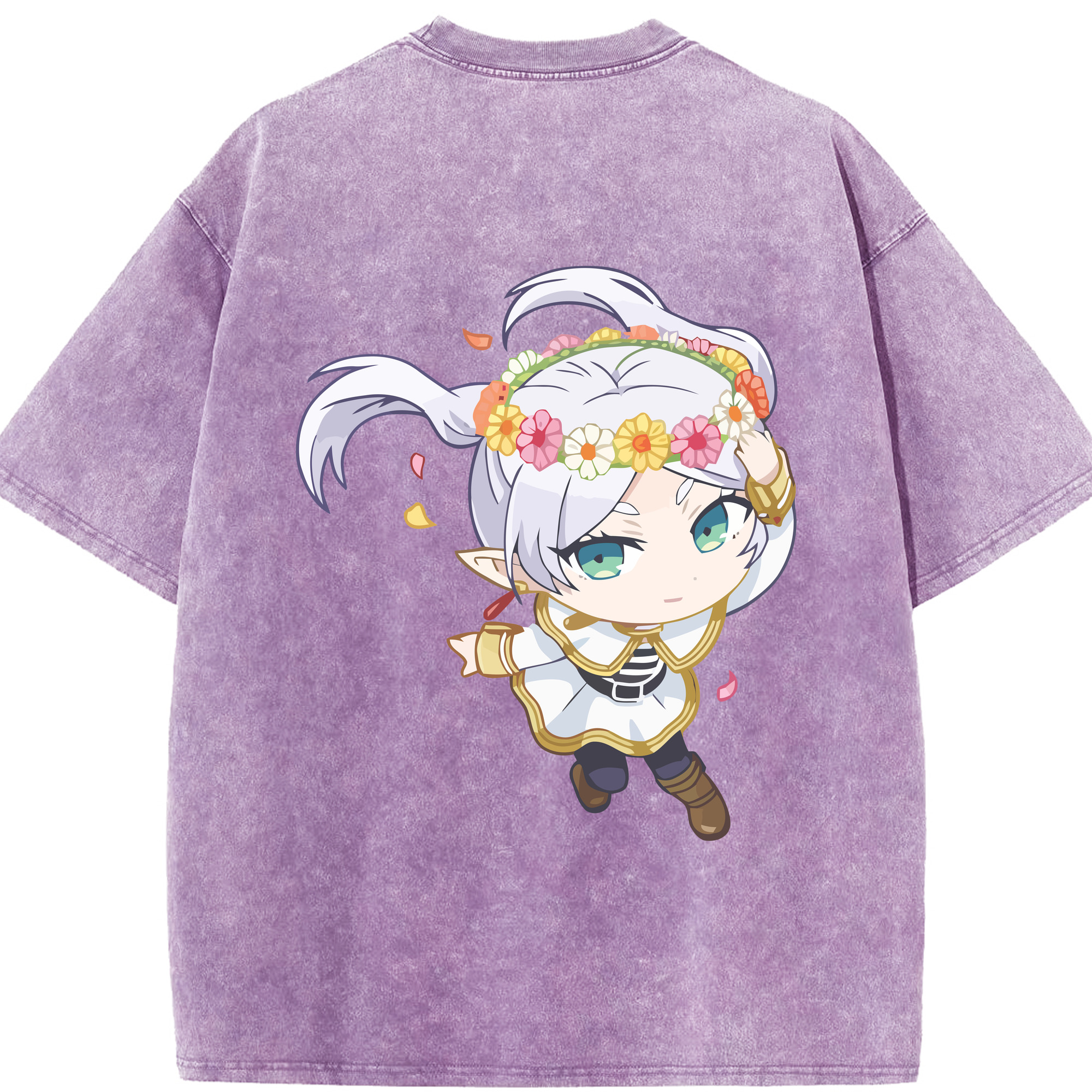 （画像用） 葬送のフリーレン Frieren 綿100% ヴィンテージ風 半袖Tシャツ（背面プリント）