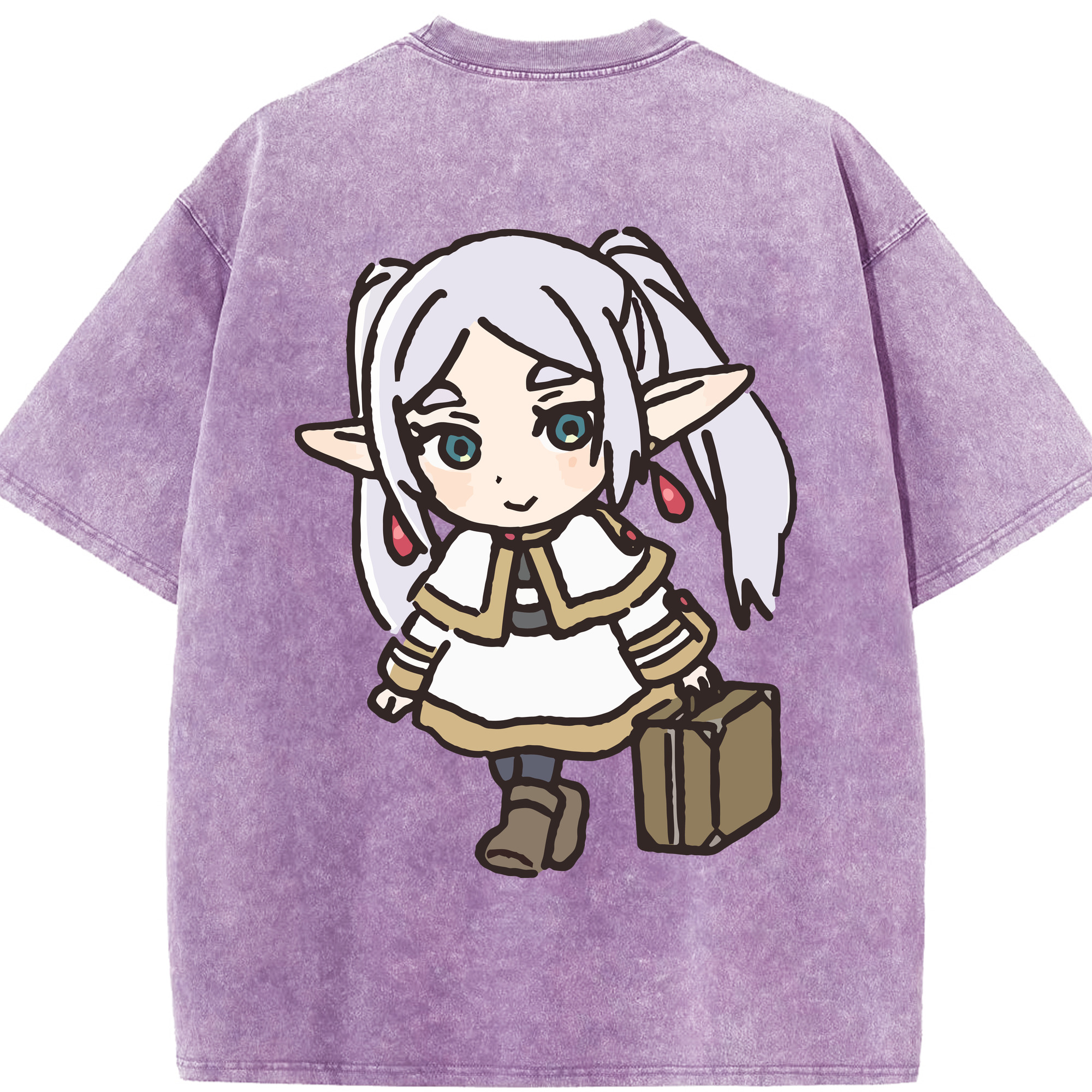 （画像用） 葬送のフリーレン Frieren 綿100% ヴィンテージ風 半袖Tシャツ（背面プリント）