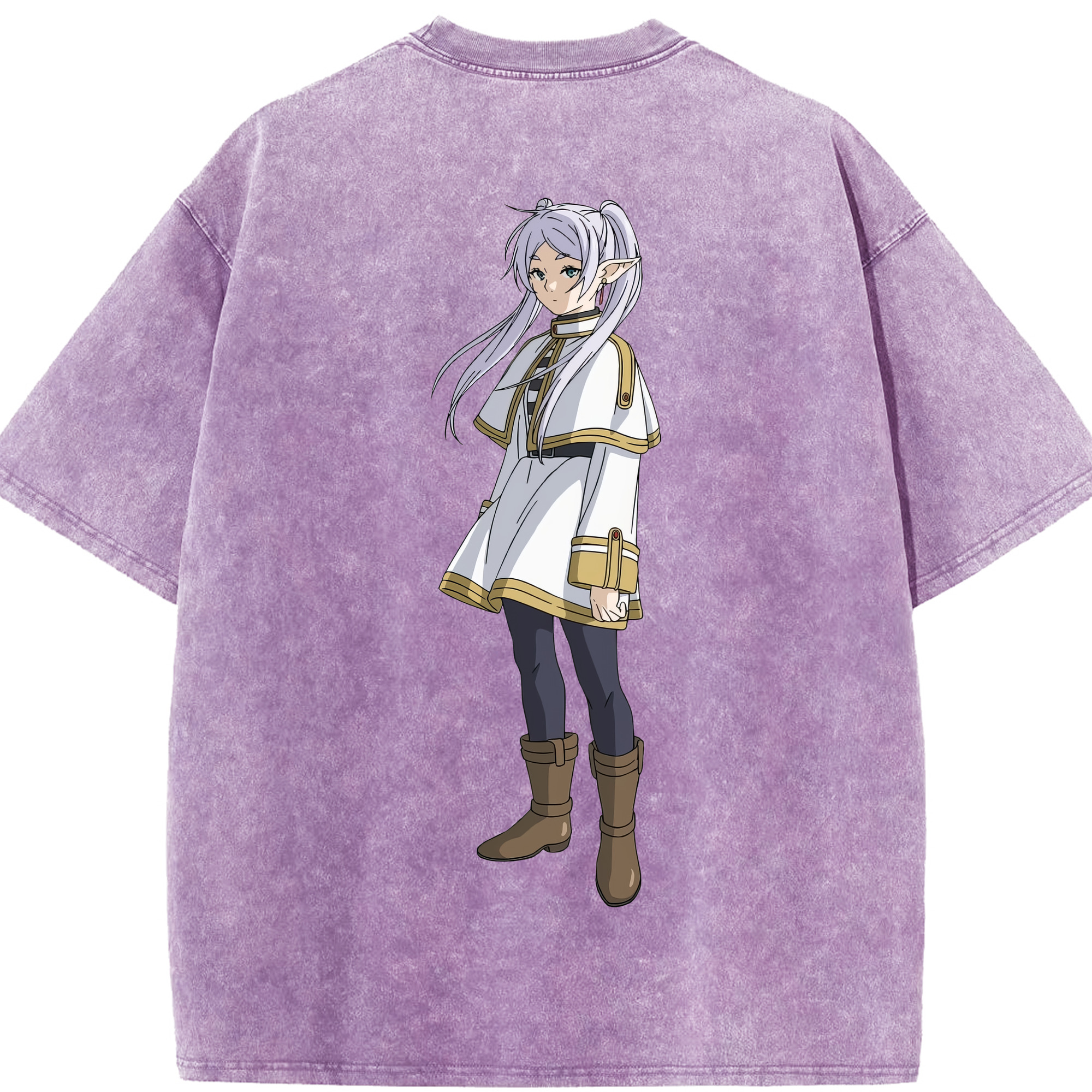 （画像用） 葬送のフリーレン Frieren 綿100% ヴィンテージ風 半袖Tシャツ（背面プリント）