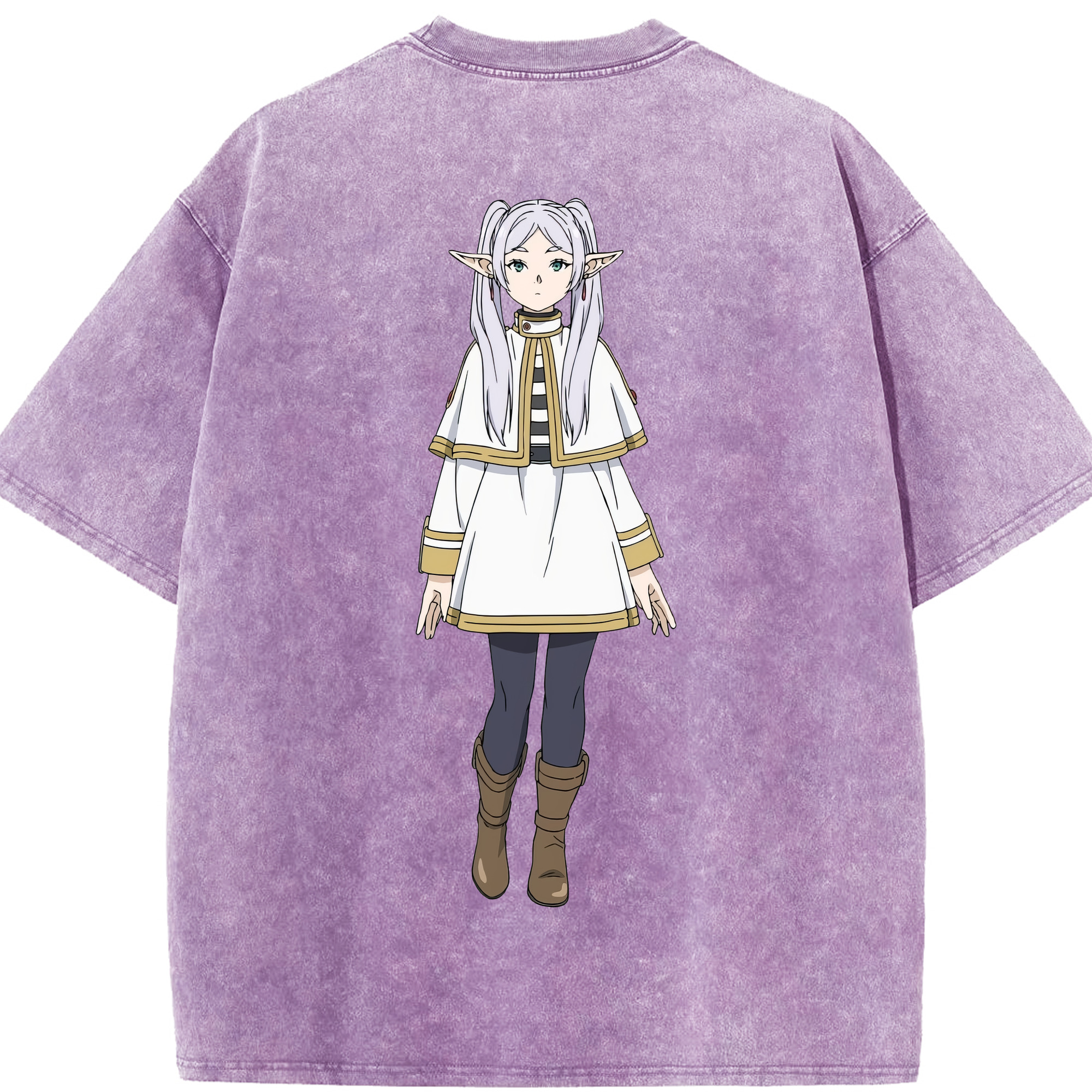 （画像用） 葬送のフリーレン Frieren 綿100% ヴィンテージ風 半袖Tシャツ（背面プリント）