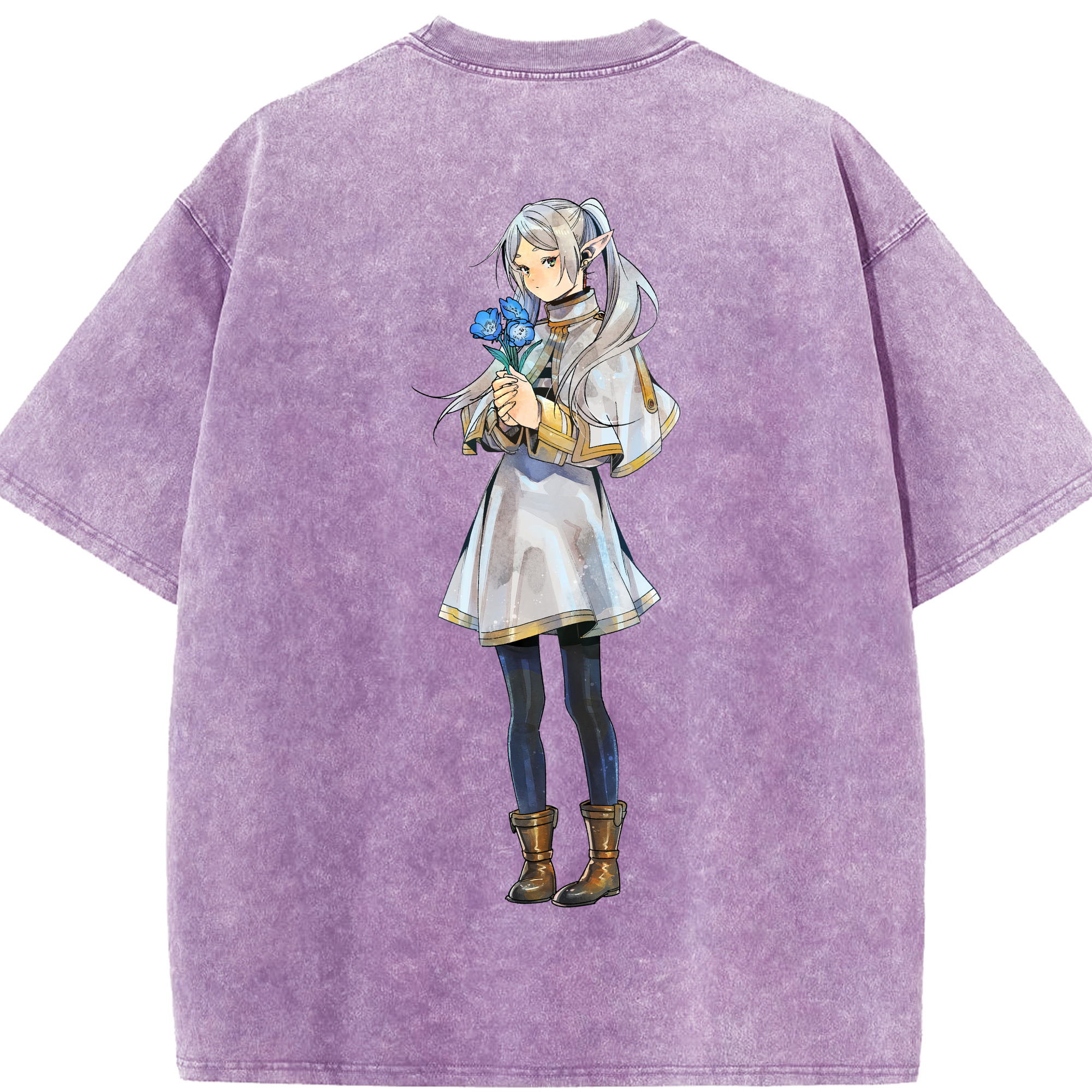 （画像用） 葬送のフリーレン Frieren 綿100% ヴィンテージ風 半袖Tシャツ（背面プリント）