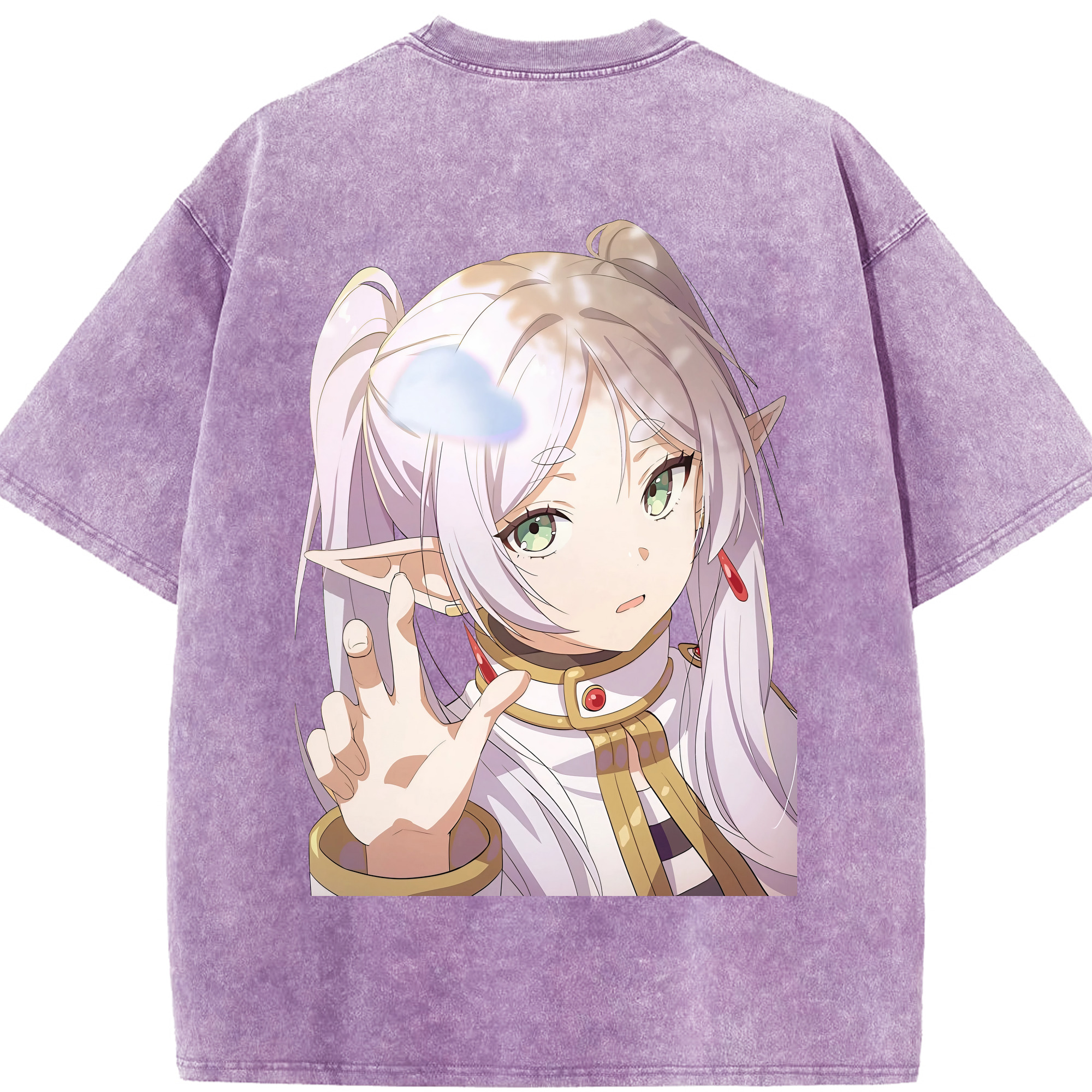 （画像用） 葬送のフリーレン Frieren 綿100% ヴィンテージ風 半袖Tシャツ（背面プリント）