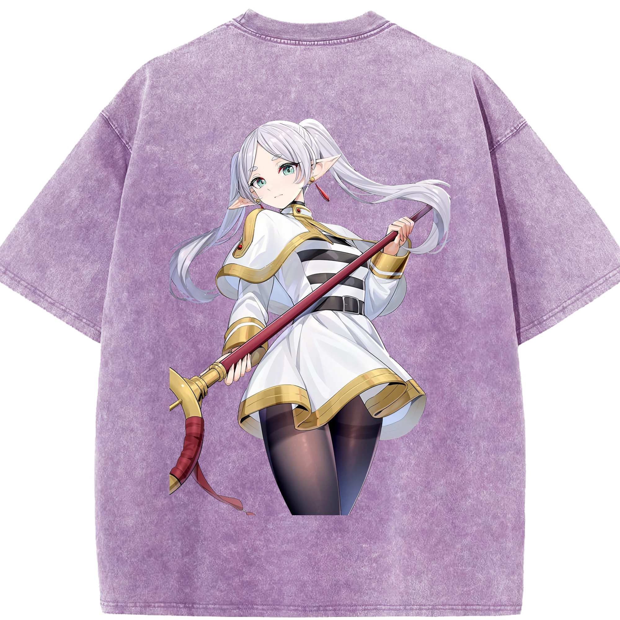 （画像用） 葬送のフリーレン Frieren 綿100% ヴィンテージ風 半袖Tシャツ（背面プリント）