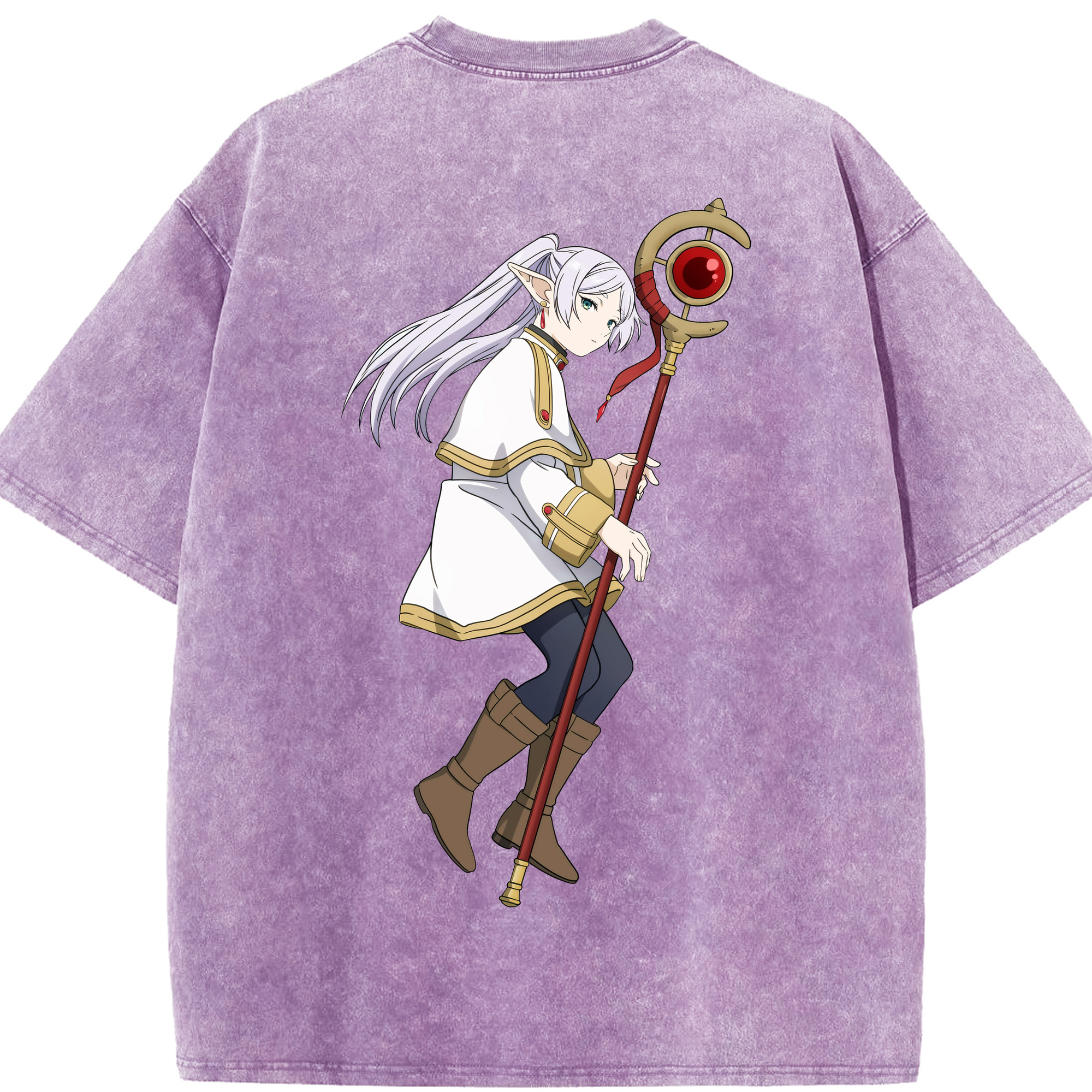 （画像用） 葬送のフリーレン Frieren 綿100% ヴィンテージ風 半袖Tシャツ（背面プリント）