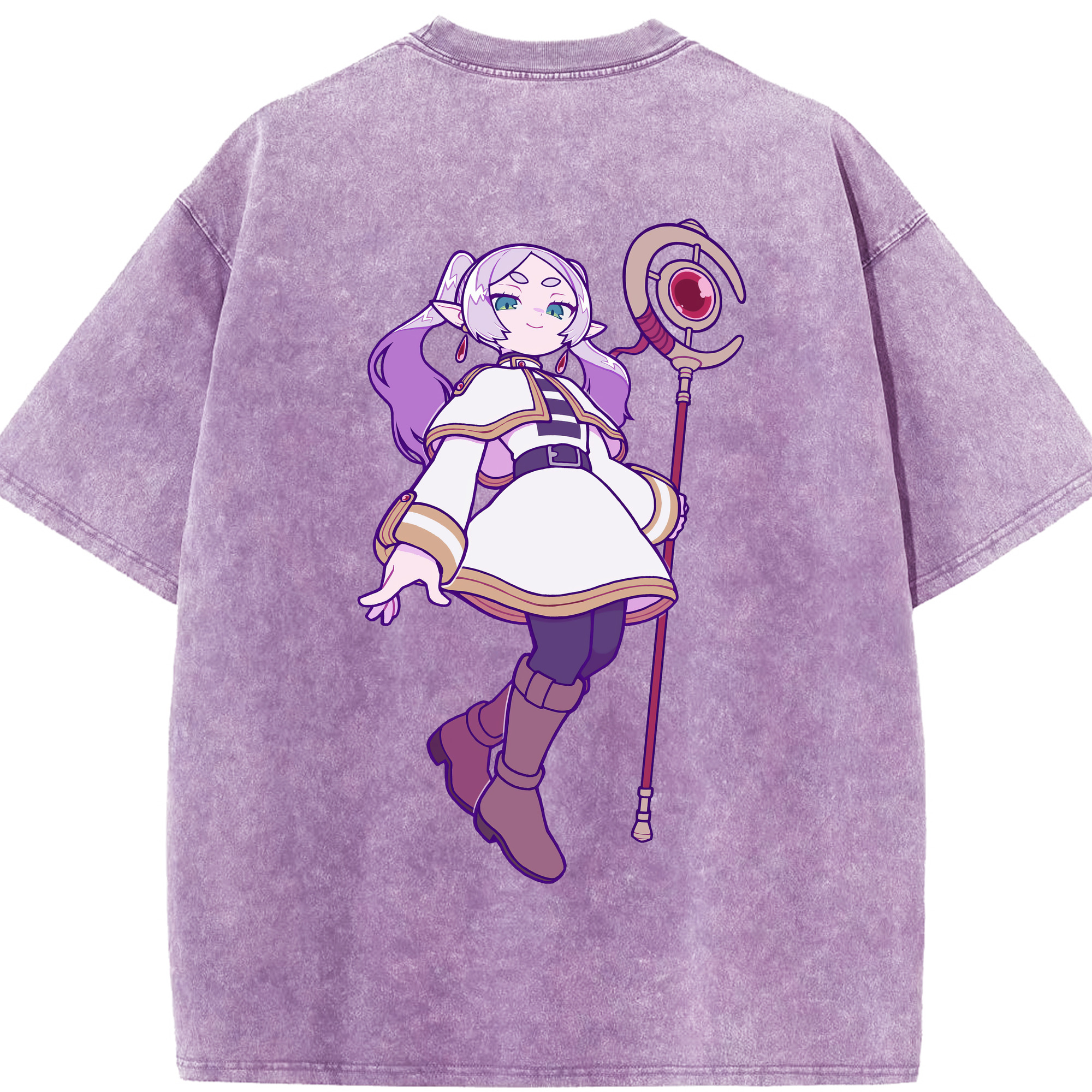 （画像用） 葬送のフリーレン Frieren 綿100% ヴィンテージ風 半袖Tシャツ（背面プリント）