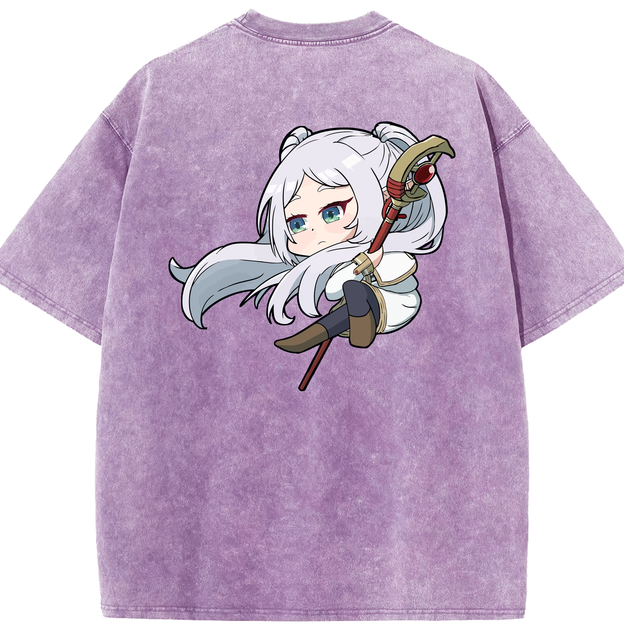（画像用） 葬送のフリーレン Frieren 綿100% ヴィンテージ風 半袖Tシャツ（背面プリント）