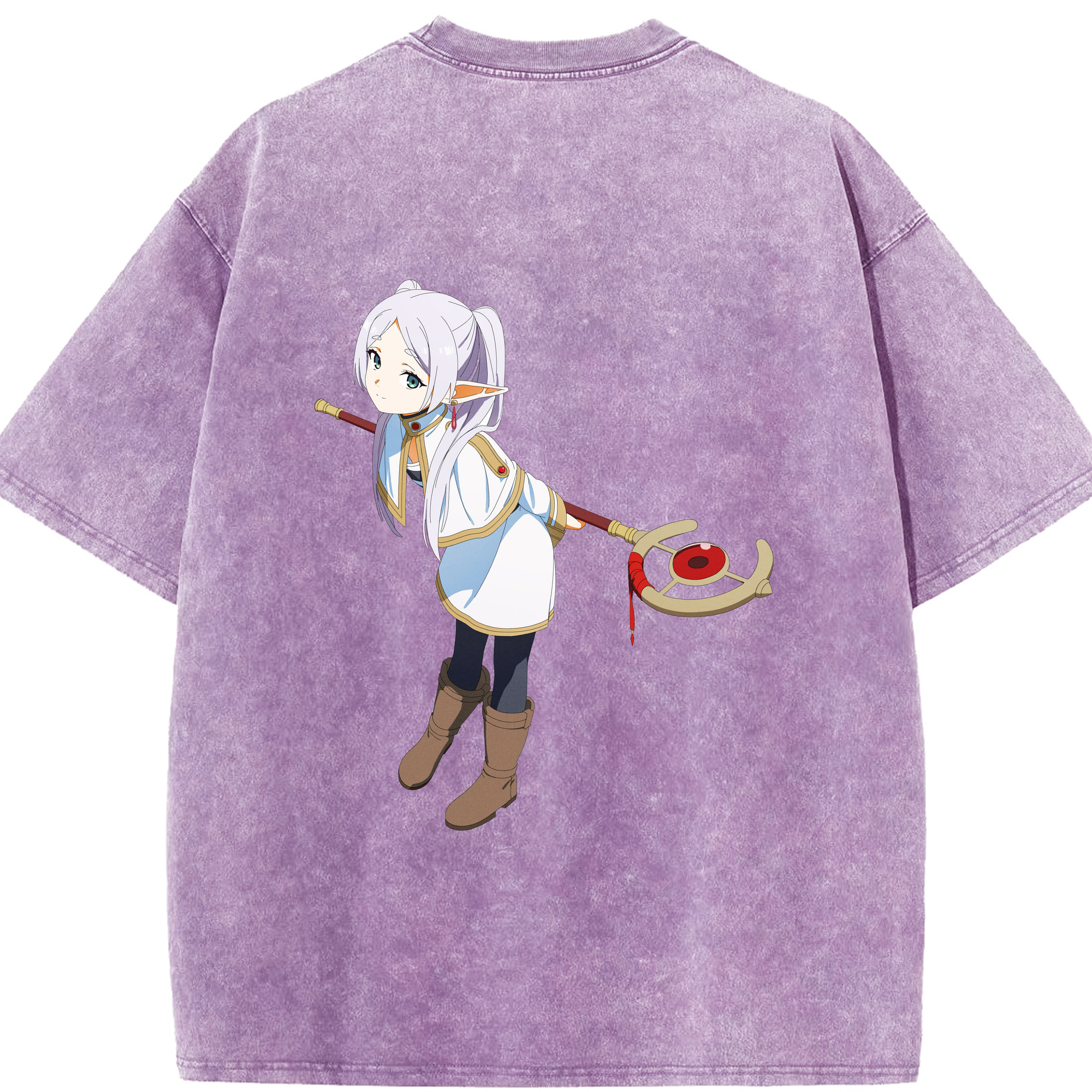 （画像用） 葬送のフリーレン Frieren 綿100% ヴィンテージ風 半袖Tシャツ（背面プリント）