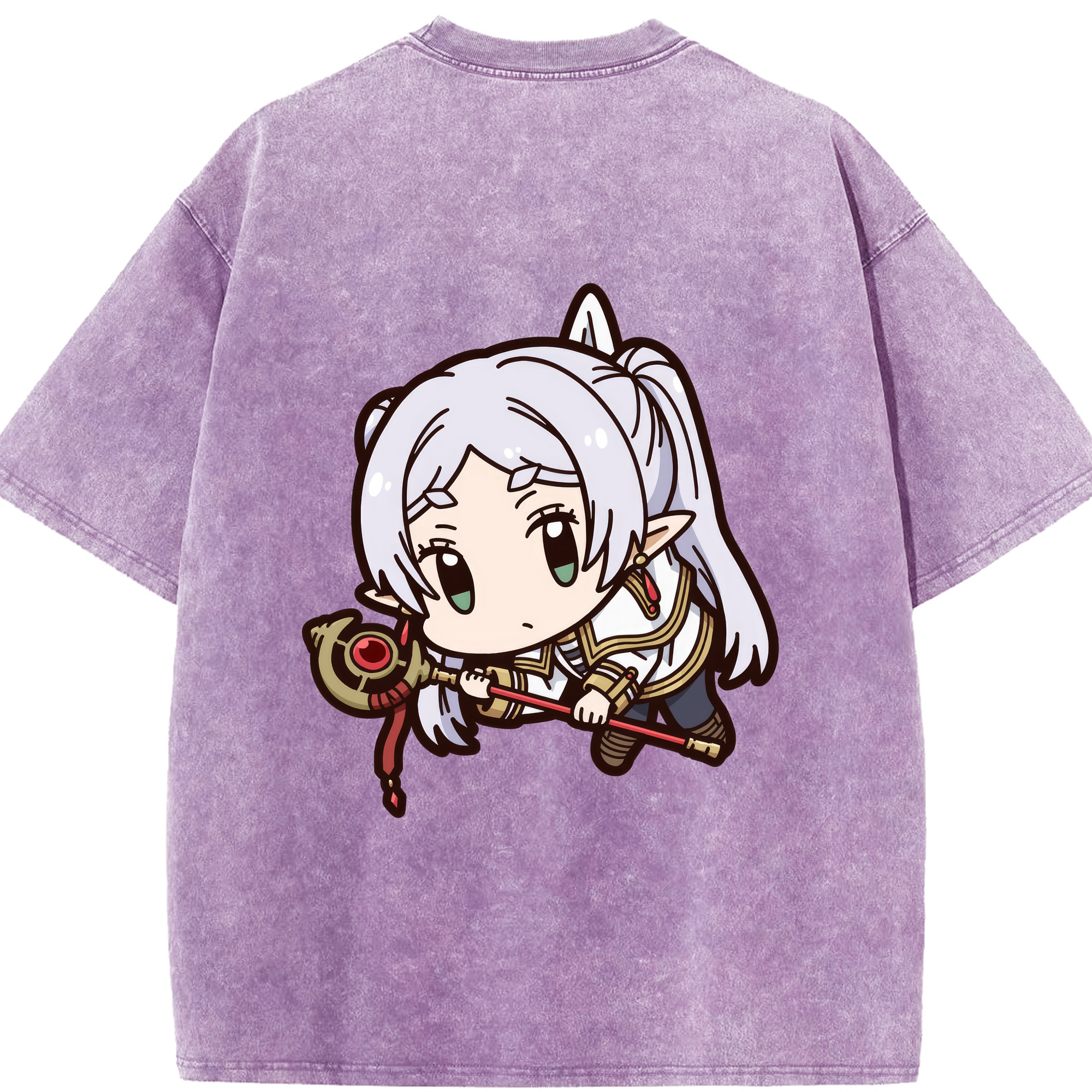 （画像用） 葬送のフリーレン Frieren 綿100% ヴィンテージ風 半袖Tシャツ（背面プリント）