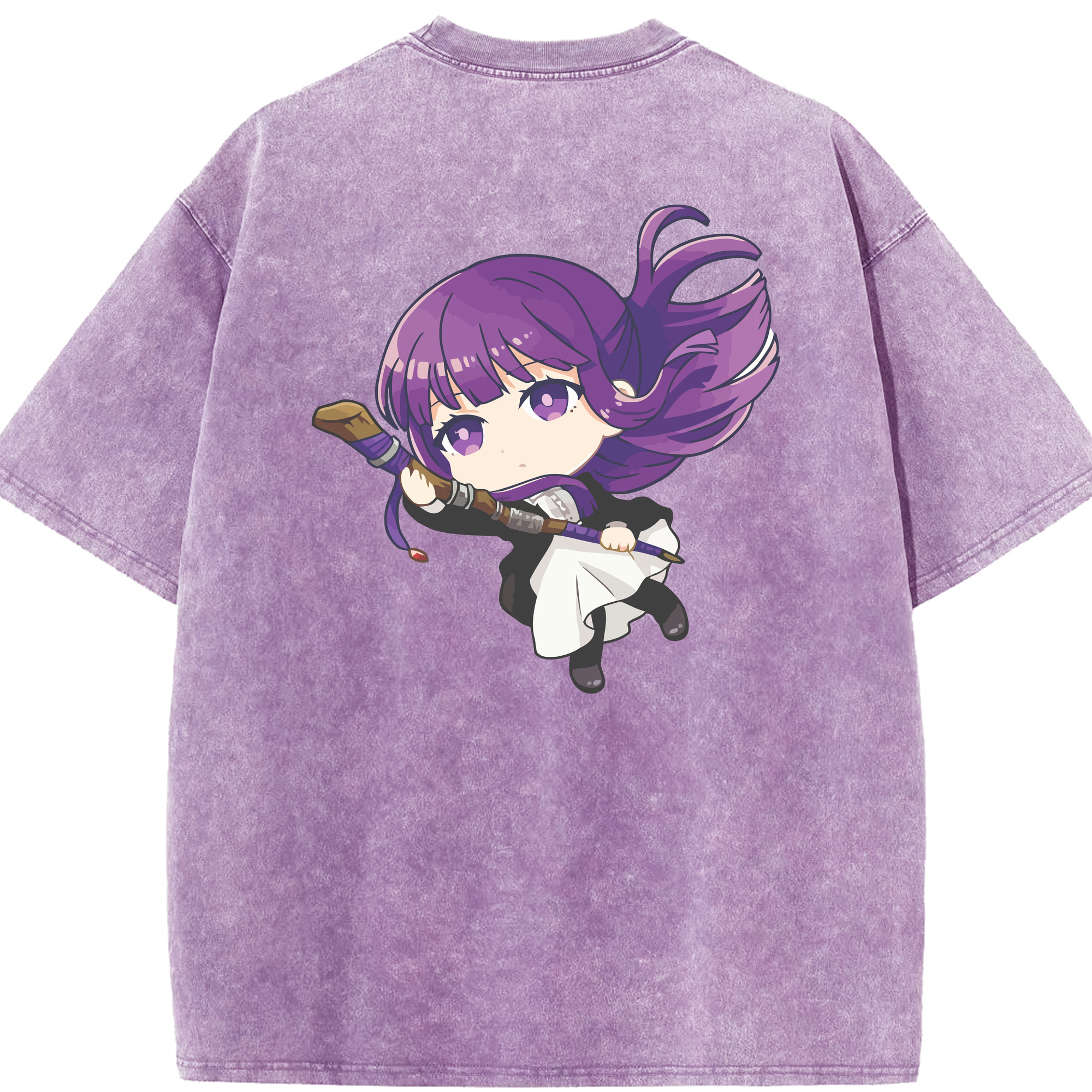 （画像用） 葬送のフリーレン Frieren 綿100% ヴィンテージ風 半袖Tシャツ（背面プリント）