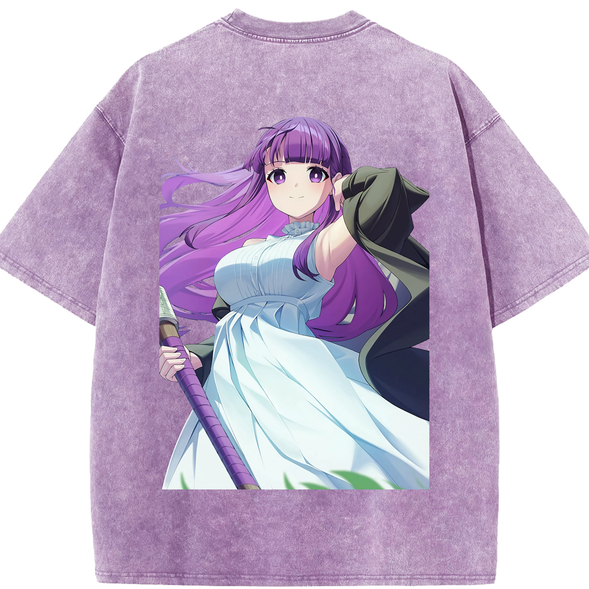 （画像用） 葬送のフリーレン Frieren 綿100% ヴィンテージ風 半袖Tシャツ（背面プリント）