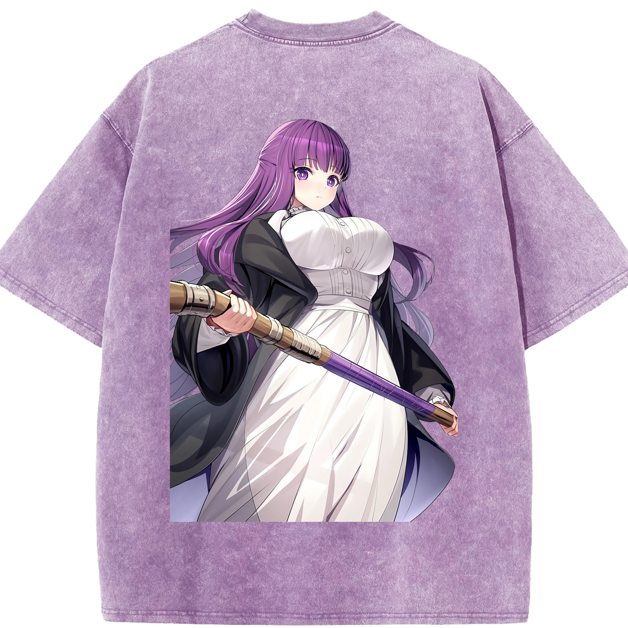 （画像用） 葬送のフリーレン Frieren 綿100% ヴィンテージ風 半袖Tシャツ（背面プリント）