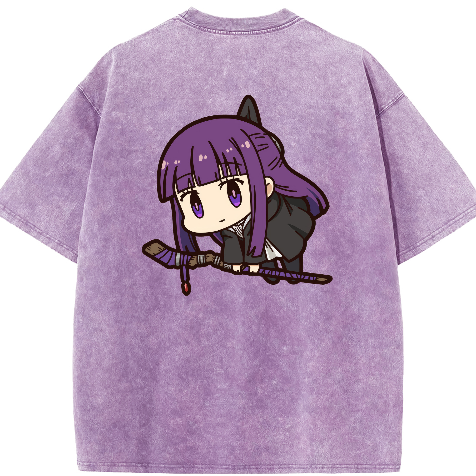 （画像用） 葬送のフリーレン Frieren 綿100% ヴィンテージ風 半袖Tシャツ（背面プリント）