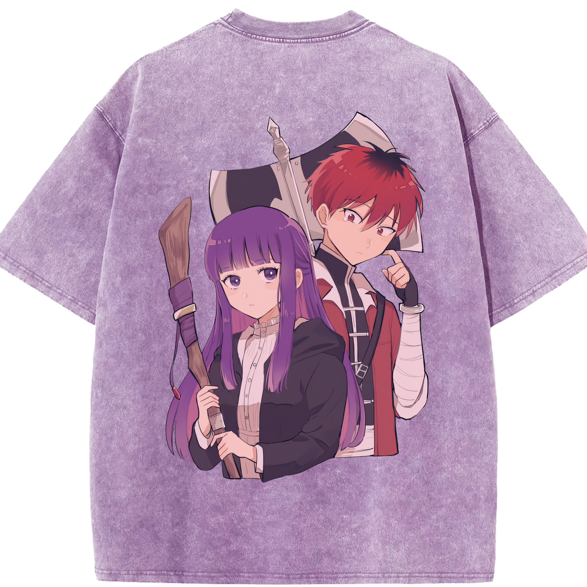 （画像用） 葬送のフリーレン Frieren 綿100% ヴィンテージ風 半袖Tシャツ（背面プリント）