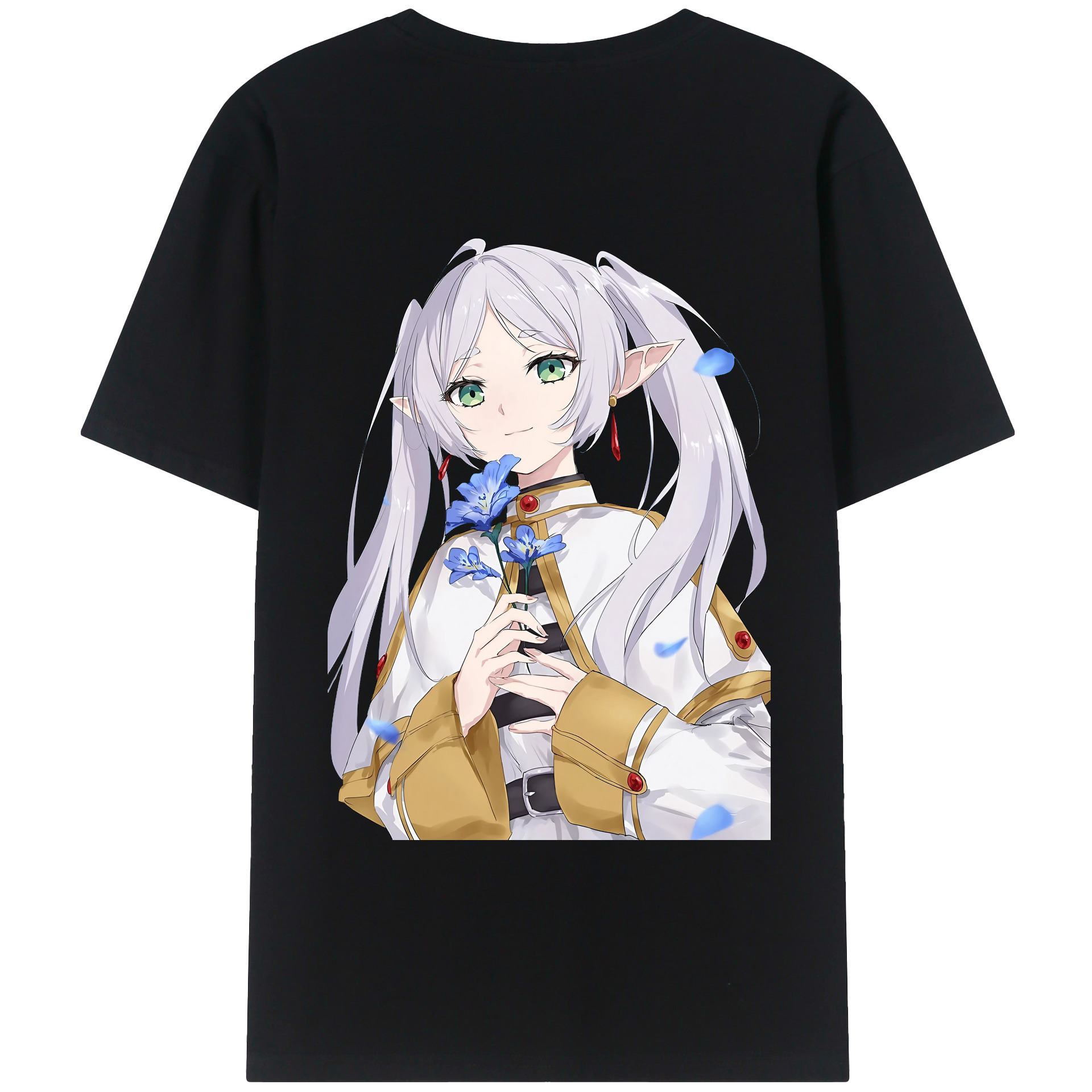 （画像用） 葬送のフリーレン Frieren 綿100％ メンズ半袖Tシャツ（バックプリント） 通気性