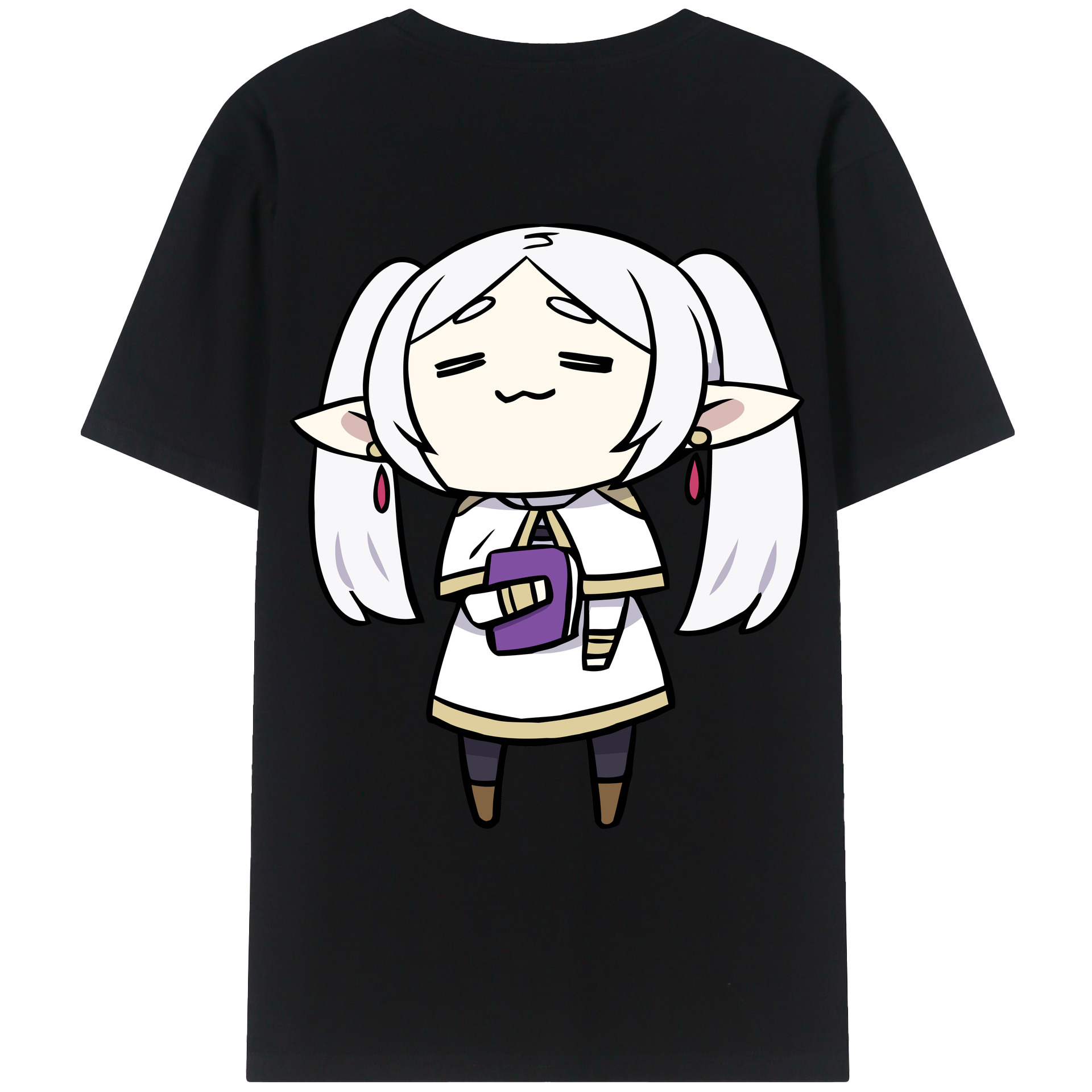 （画像用） 葬送のフリーレン Frieren 綿100％ メンズ半袖Tシャツ（バックプリント） 通気性