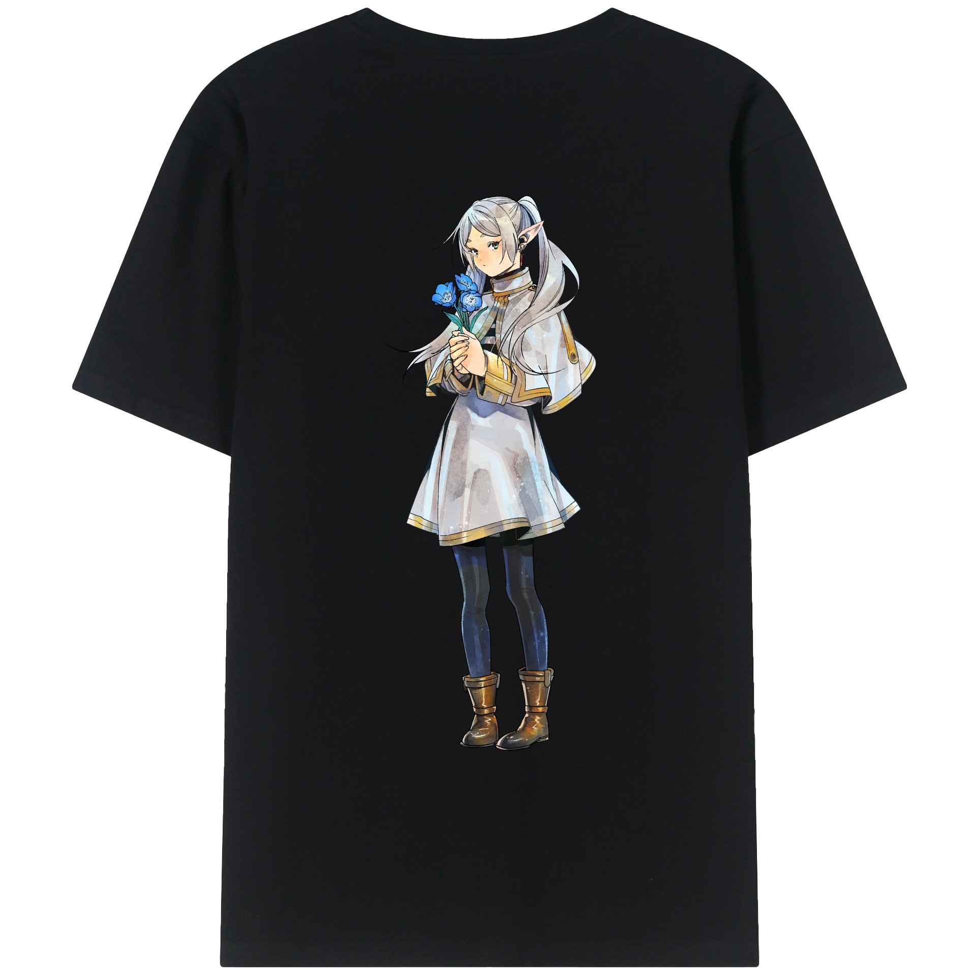 （画像用） 葬送のフリーレン Frieren 綿100％ メンズ半袖Tシャツ（バックプリント） 通気性