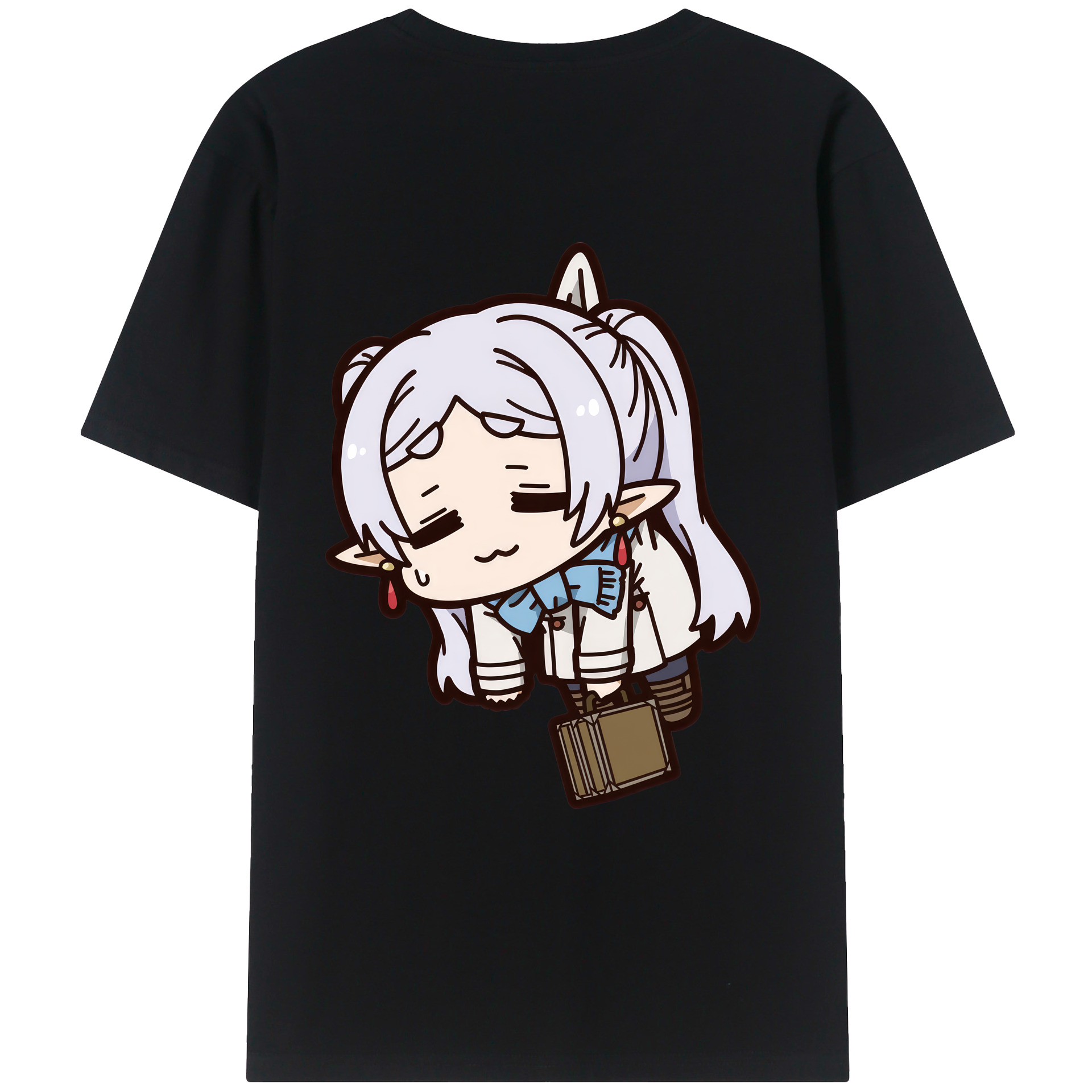 （画像用） 葬送のフリーレン Frieren 綿100％ メンズ半袖Tシャツ（バックプリント） 通気性