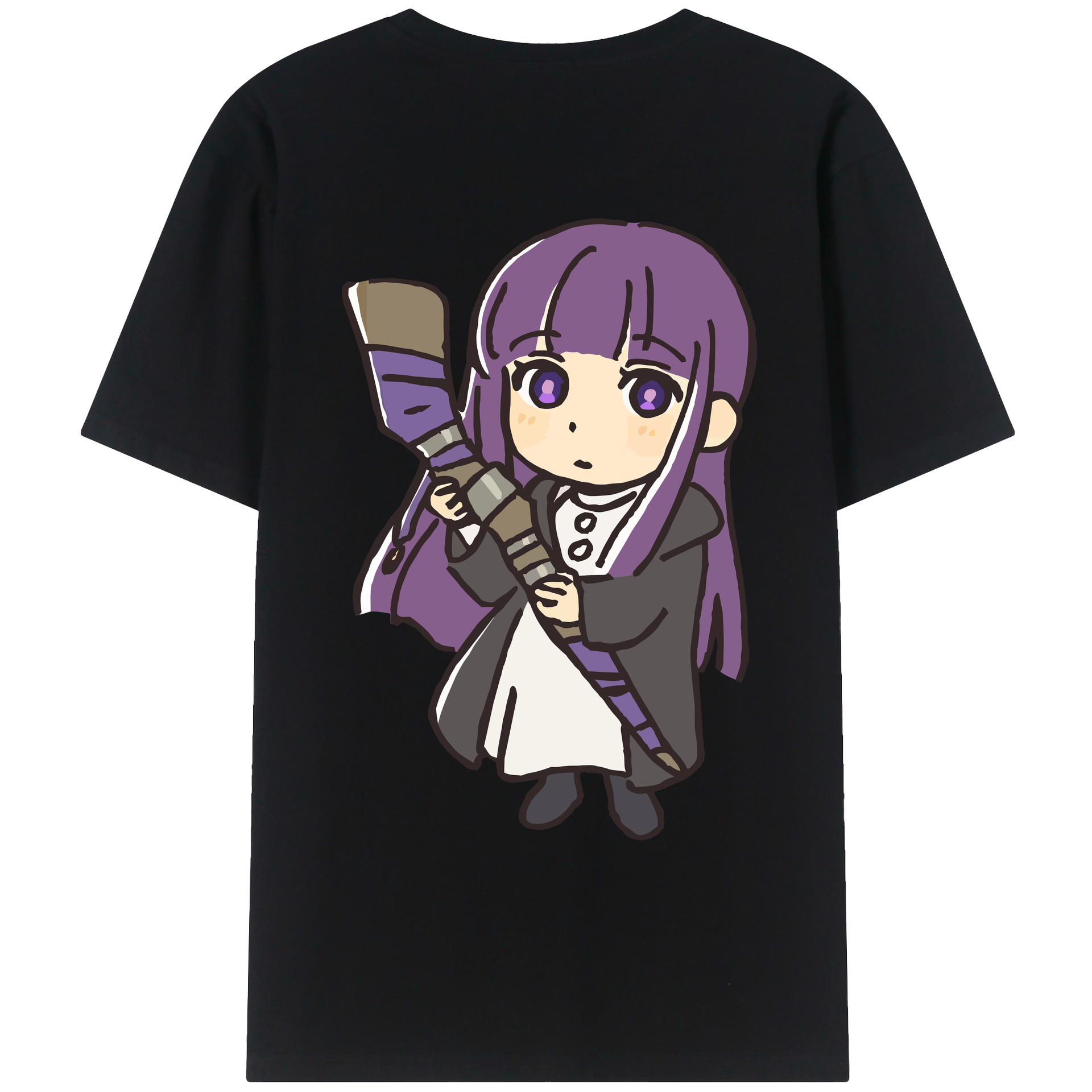 （画像用） 葬送のフリーレン Frieren 綿100％ メンズ半袖Tシャツ（バックプリント） 通気性