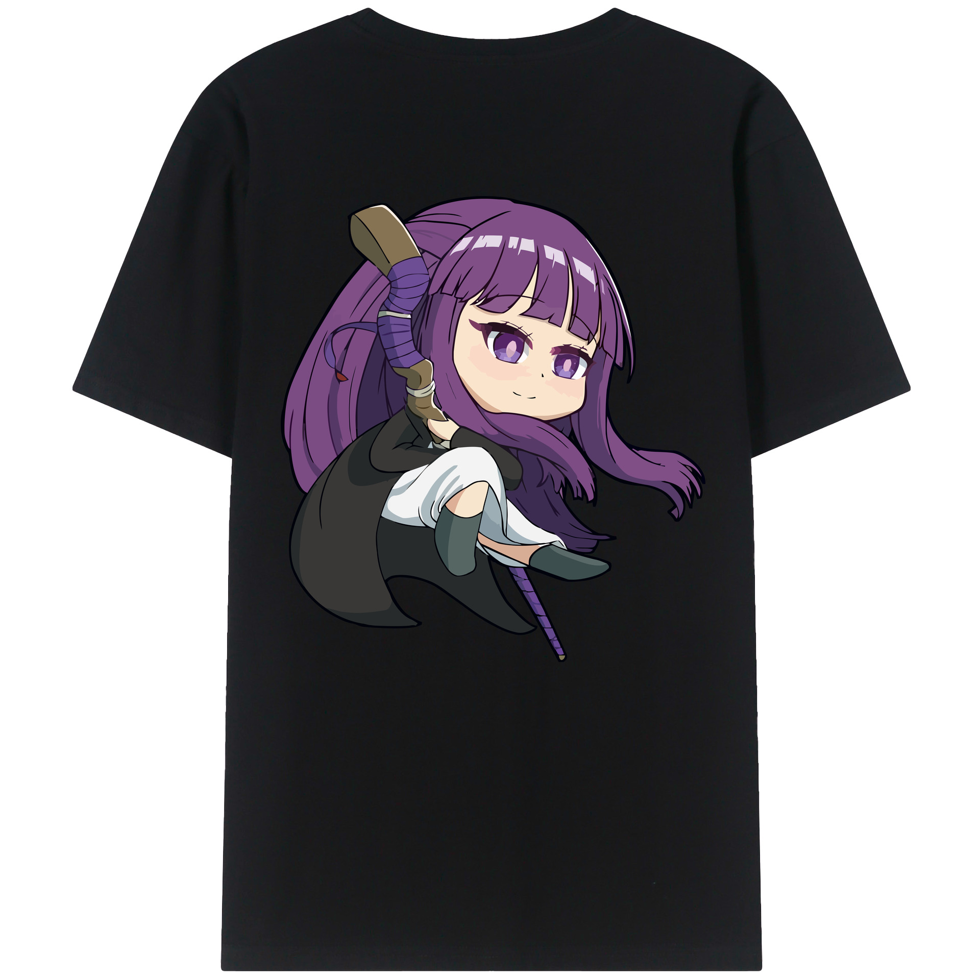 （画像用） 葬送のフリーレン Frieren 綿100％ メンズ半袖Tシャツ（バックプリント） 通気性