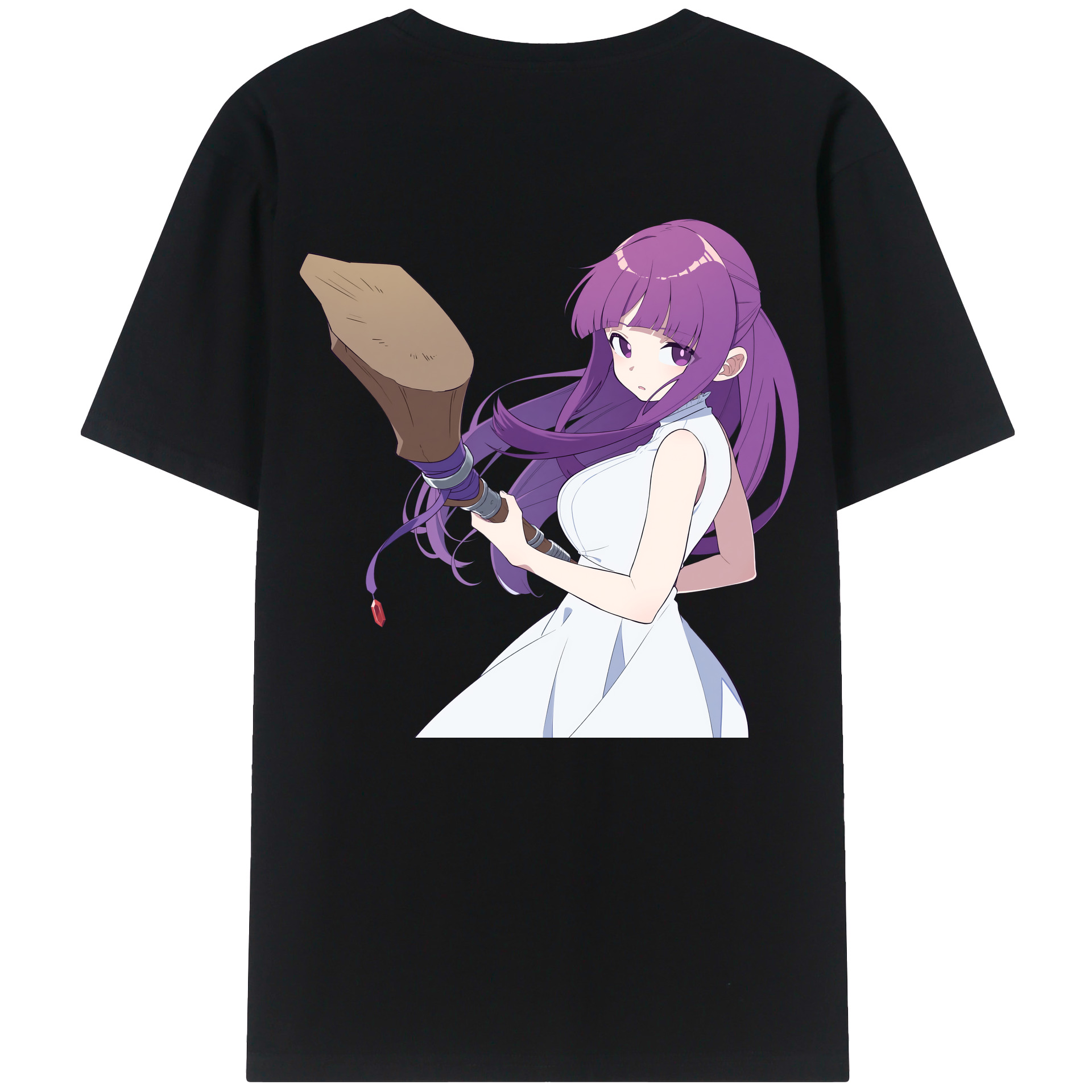 （画像用） 葬送のフリーレン Frieren 綿100％ メンズ半袖Tシャツ（バックプリント） 通気性