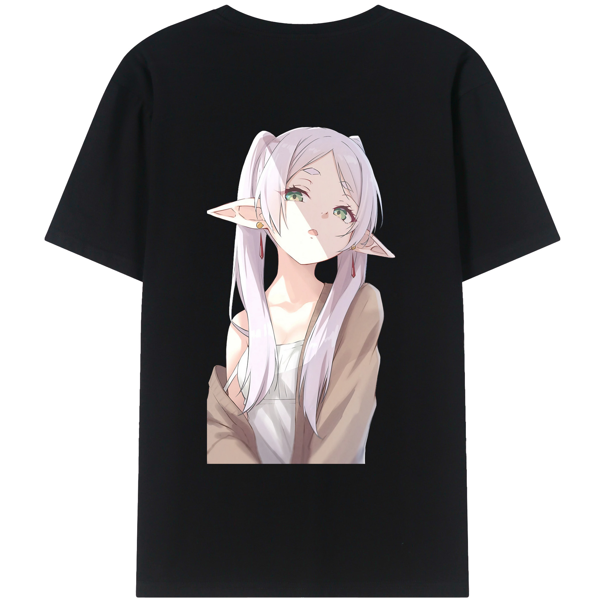 （画像用） 葬送のフリーレン Frieren 綿100％ メンズ半袖Tシャツ（バックプリント） 通気性