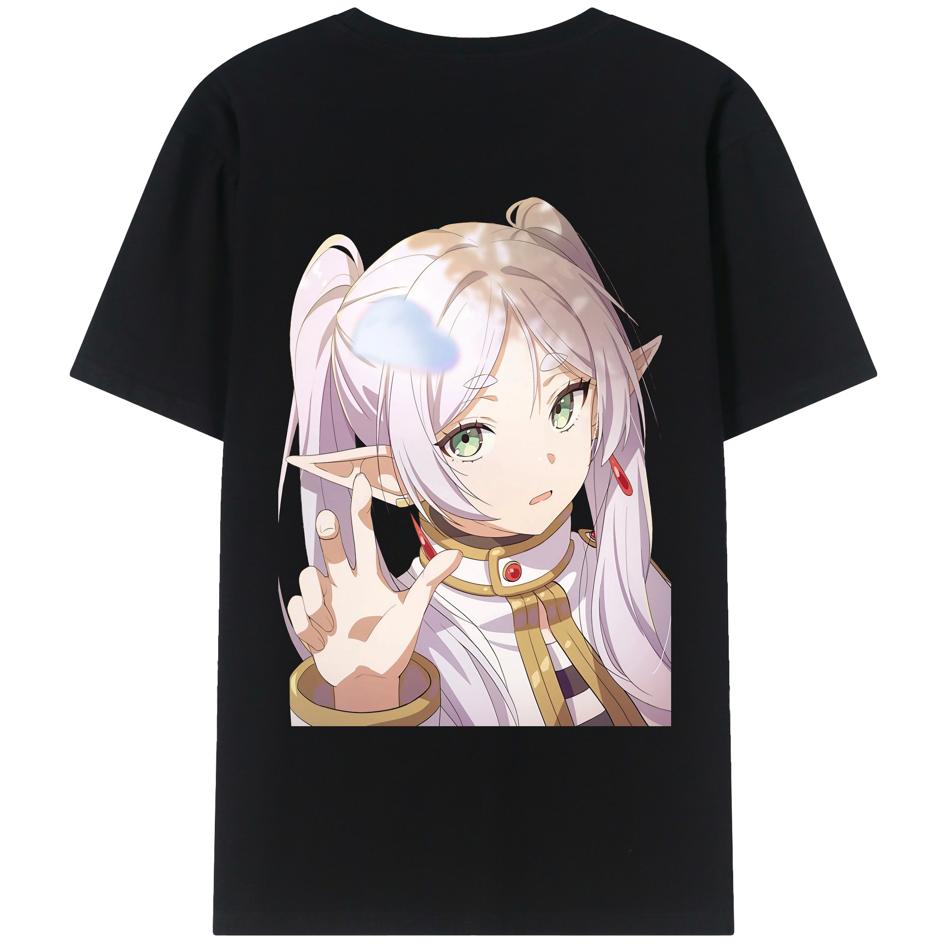 （画像用） 葬送のフリーレン Frieren 綿100％ メンズ半袖Tシャツ（バックプリント） 通気性