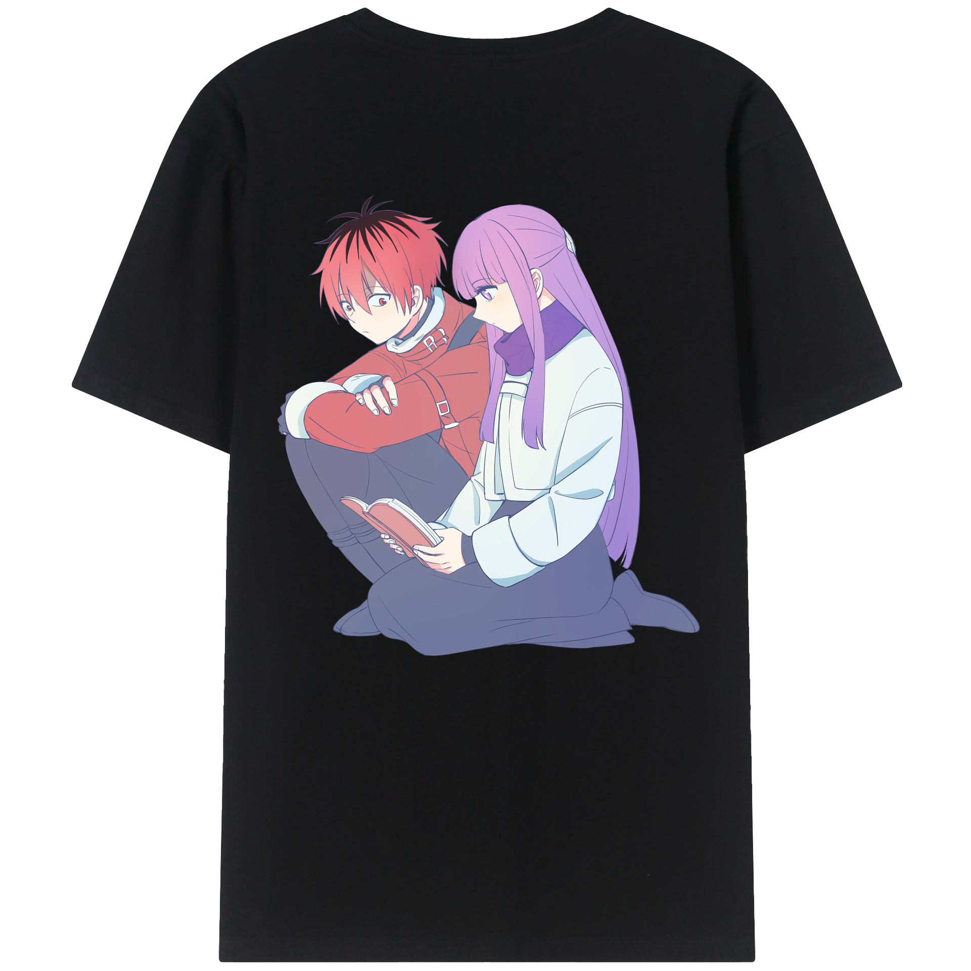 （画像用） 葬送のフリーレン Frieren 綿100％ メンズ半袖Tシャツ（バックプリント） 通気性